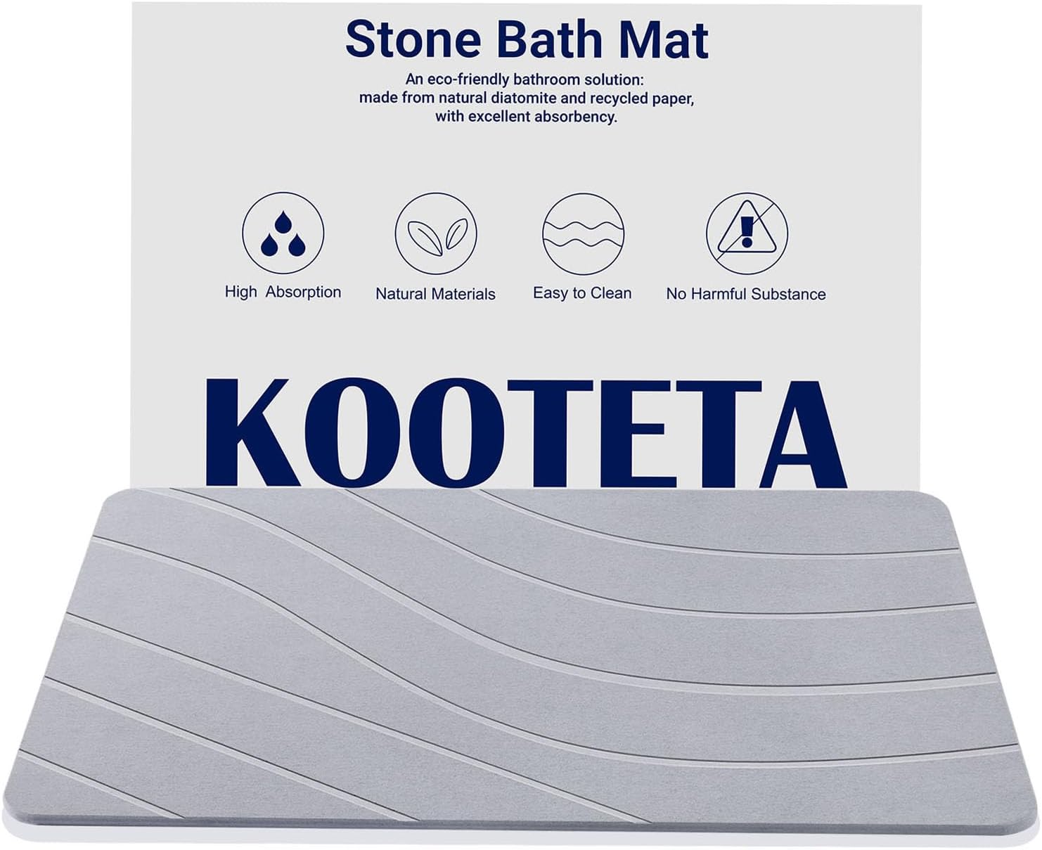 Stone Bath Mat, Diatomaceous Earth Shower Mat, Super Absorbent, Non-Slip, Quick...