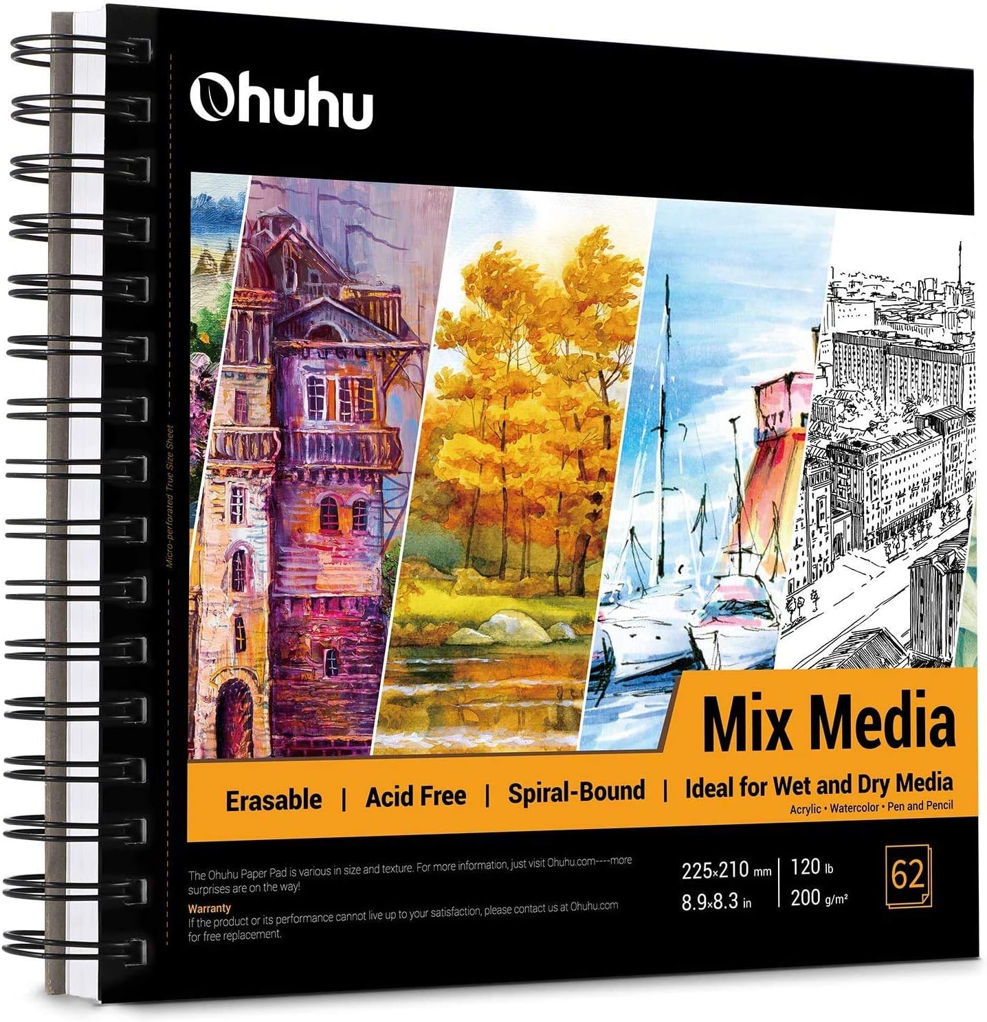 Ohuhu Sketchbook Spiral Bound: Mixed Media Pad, 62...