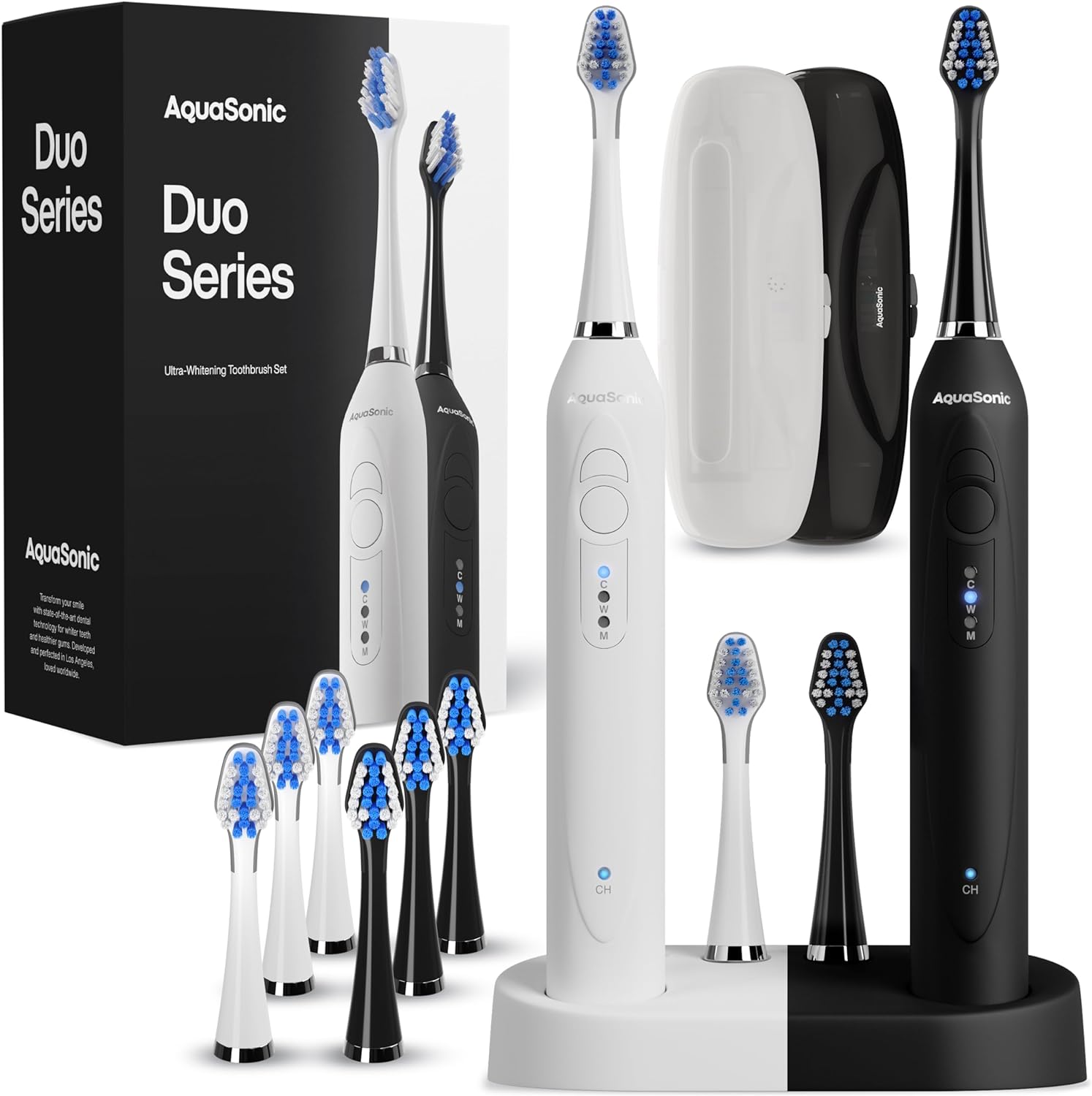 Aquasonic Duo Dual Handle Ultra Whitening 40,000 VPM Wireless Charging Electric...