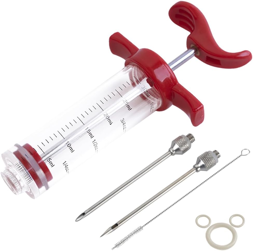 Plastic Marinade Injector Syringe with Screw-on Meat Needle for BBQ Grill, 1-oz,...