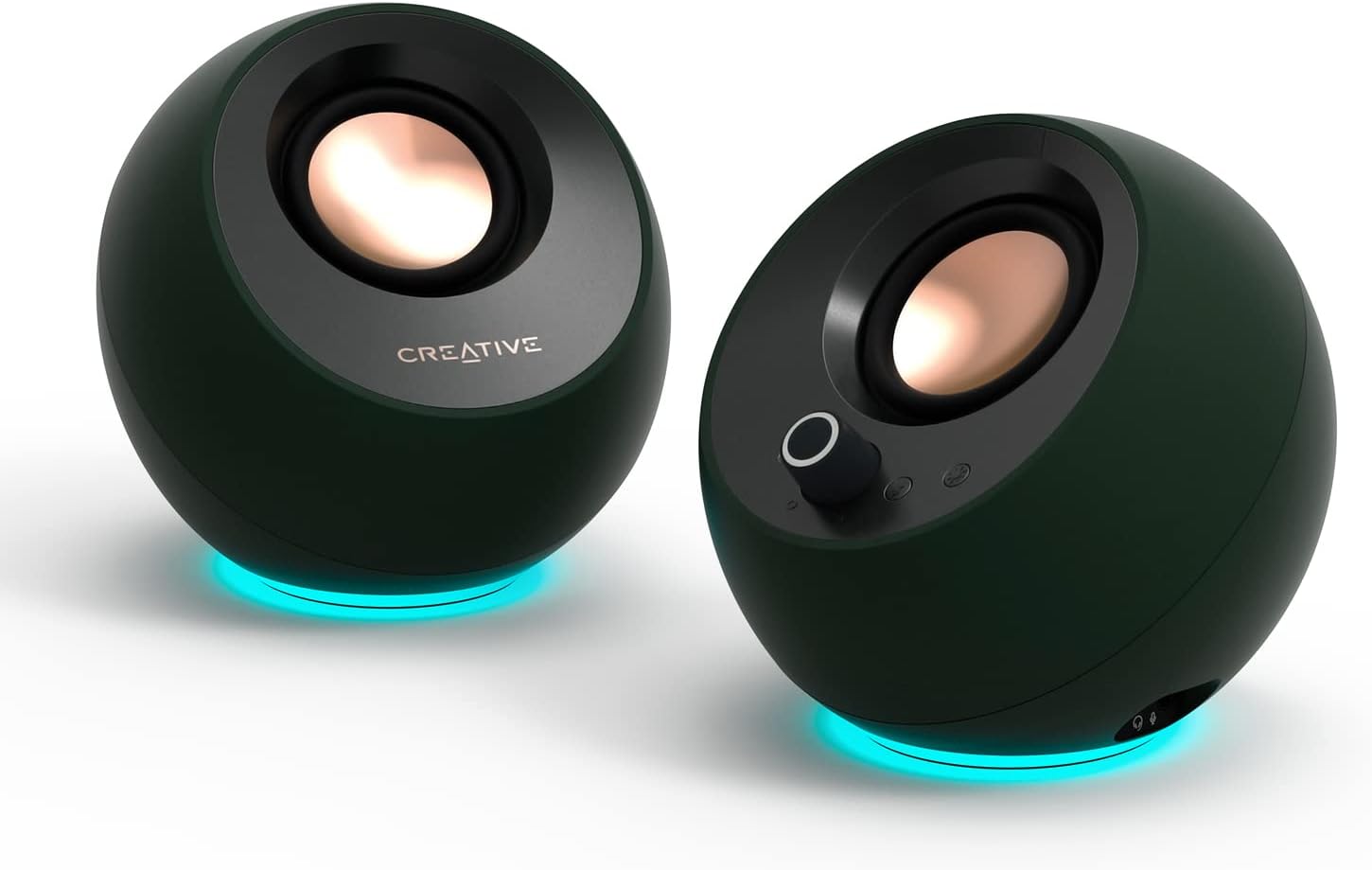Creative Pebble Pro (Dark Green) Minimalist 2.0 USB-C Computer Speakers with Blu...