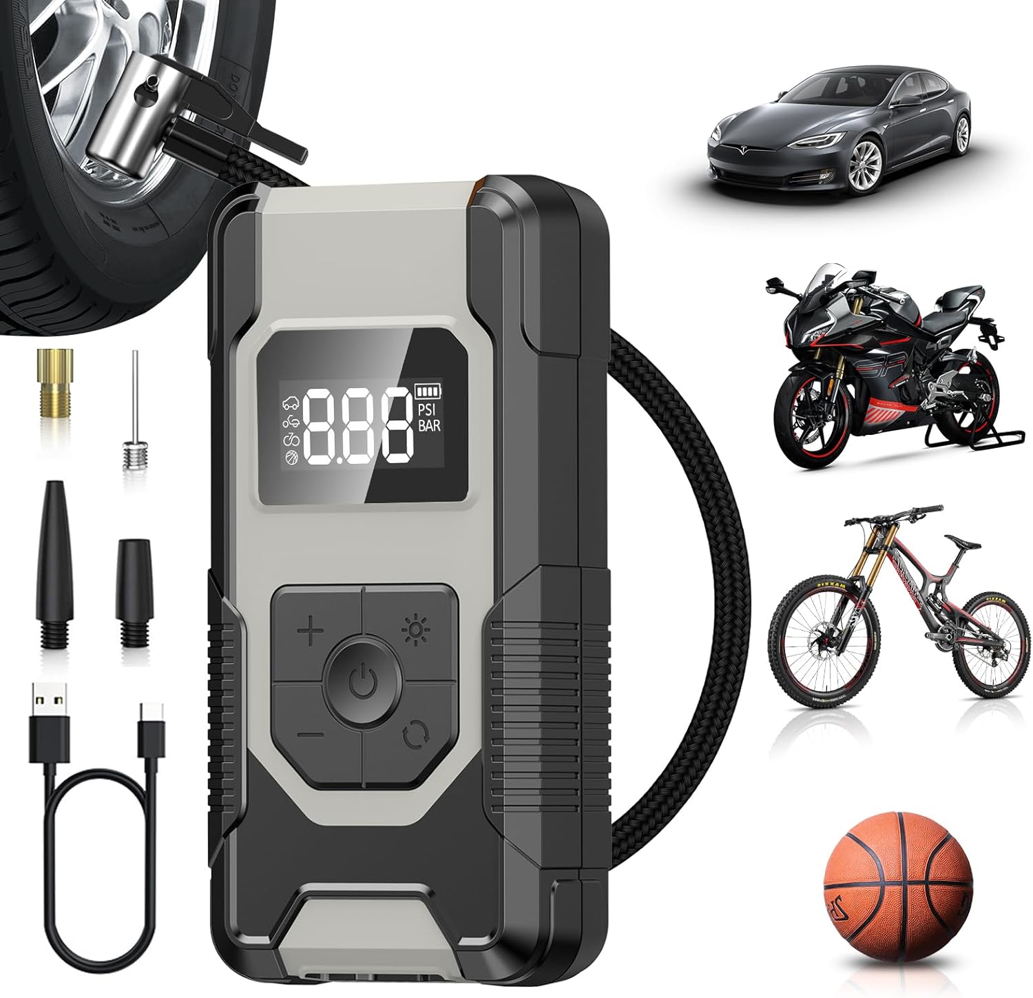 Tire Inflator Portable Air Compressor, 160PSI 4X Car Tire Air Pump Portable with...