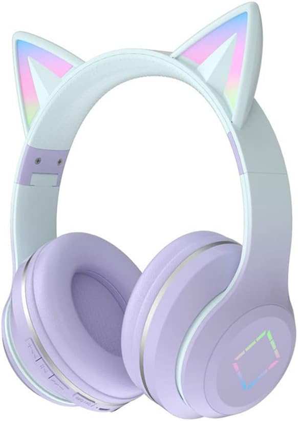 Usoun Kids Headphones,Cat Ear Led Light Bluetooth Kids Headphones with Mic,Girls...
