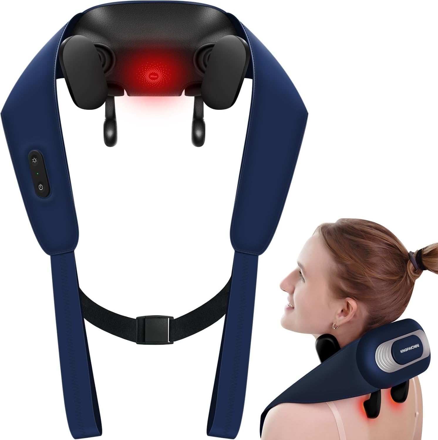 KingPavonini Neck Massager with Voice Prompt, Wireless Shoulder Massager with He...