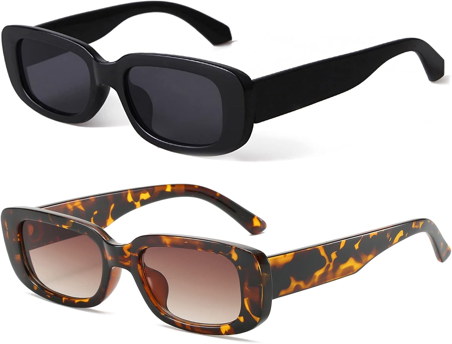 KUGUAOK Retro Rectangle Sunglasses Women and Men Vintage Small Square Sun Glasse...