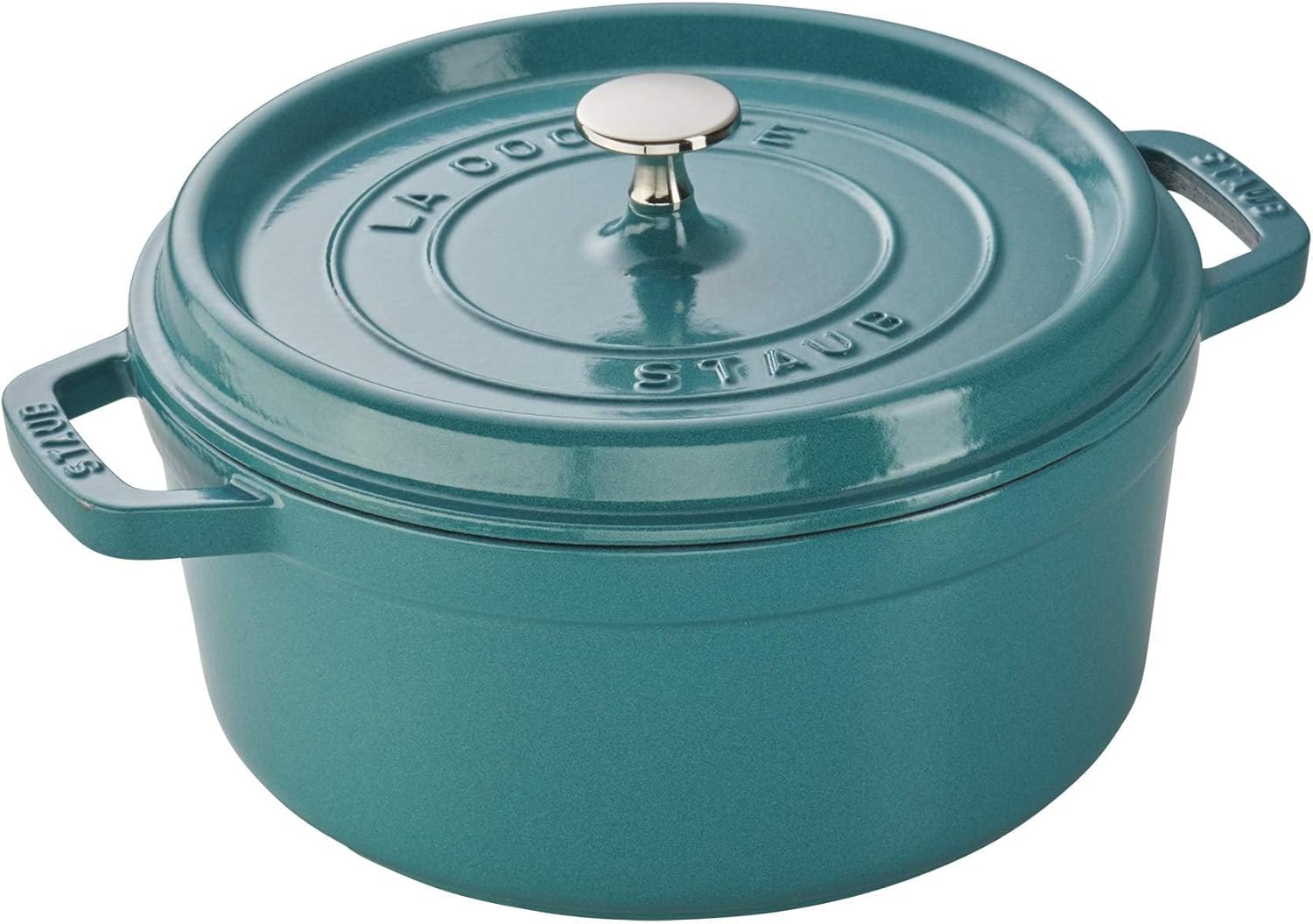 Staub Cast Iron 4-qt Round Cocotte - Turquoise, Made in France 4-qt Turquoise