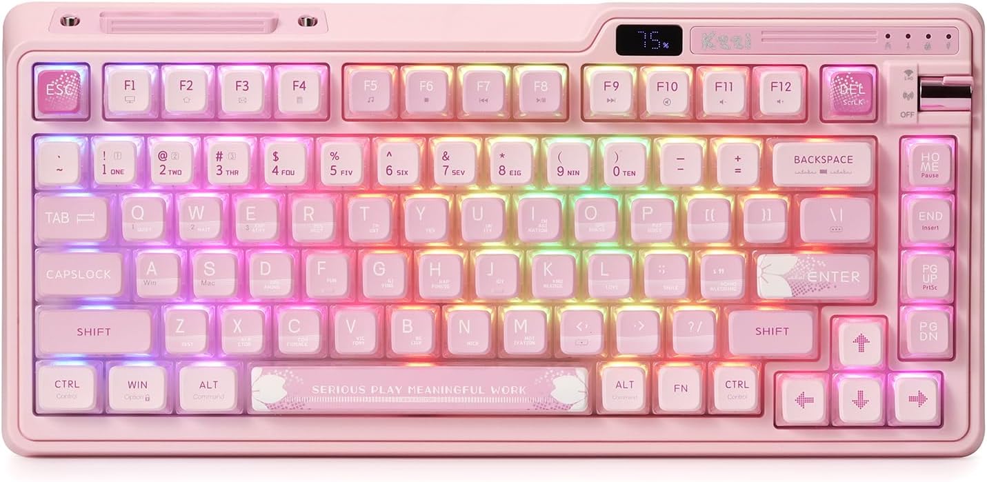 K75 PRO RGB 75% Wireless Gasket Mechanical Keyboard, Triple Mode BT 5.0/2.4G/USB...