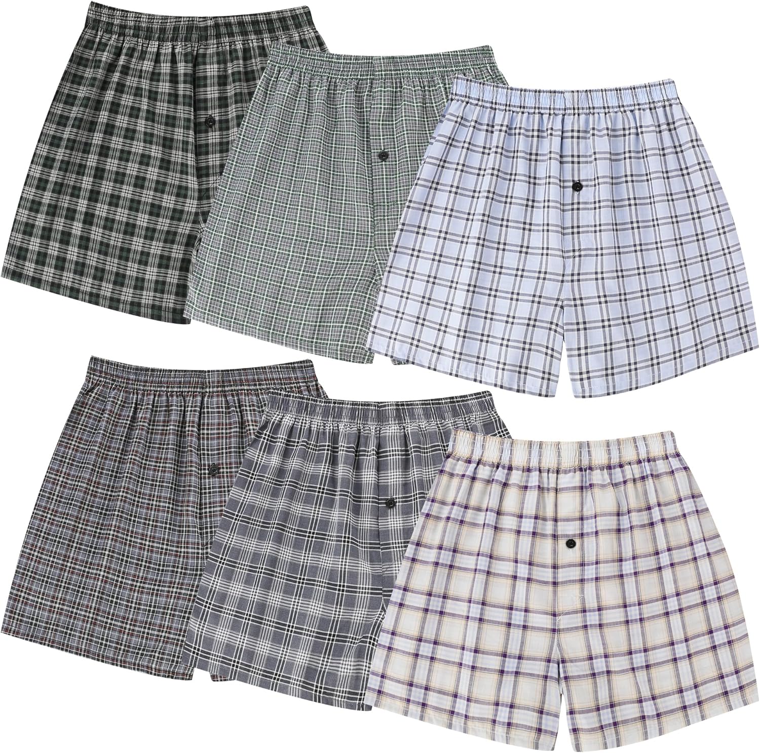 BAMBOO COOL Men's Woven Boxer Shorts Underwear Classic Fit Boxers for Men Multic...