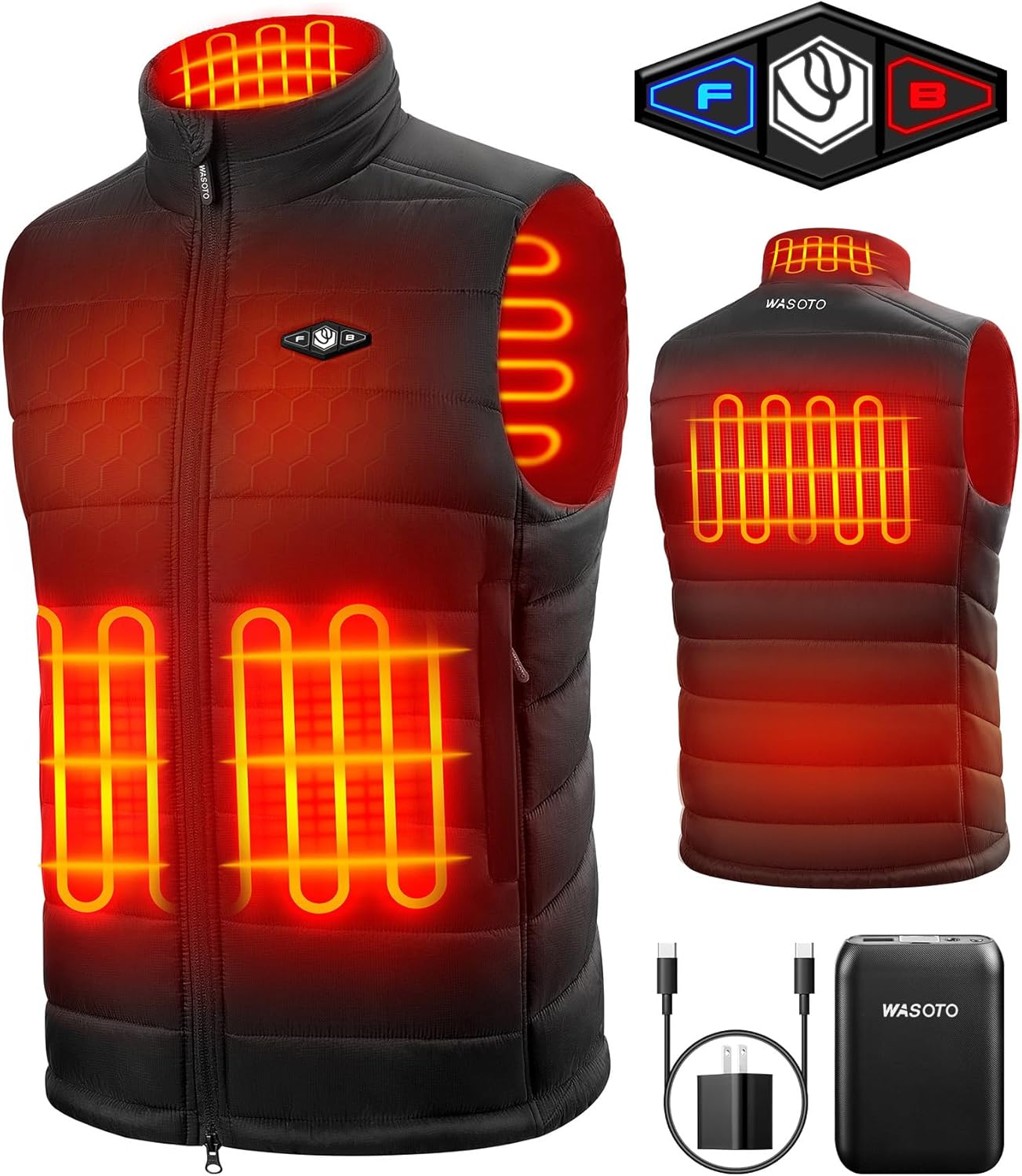 Heated Vest for Men with 16000mAh Battery Pack Charger Lightweight Mens Heated V...