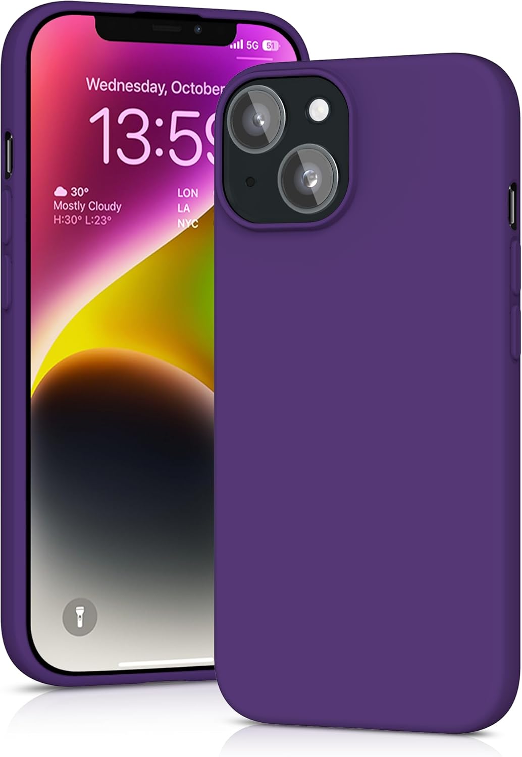 YATWIN Silicone Case for iPhone 14, Soft-Touch, Shockproof, DustProof, Antiskid...