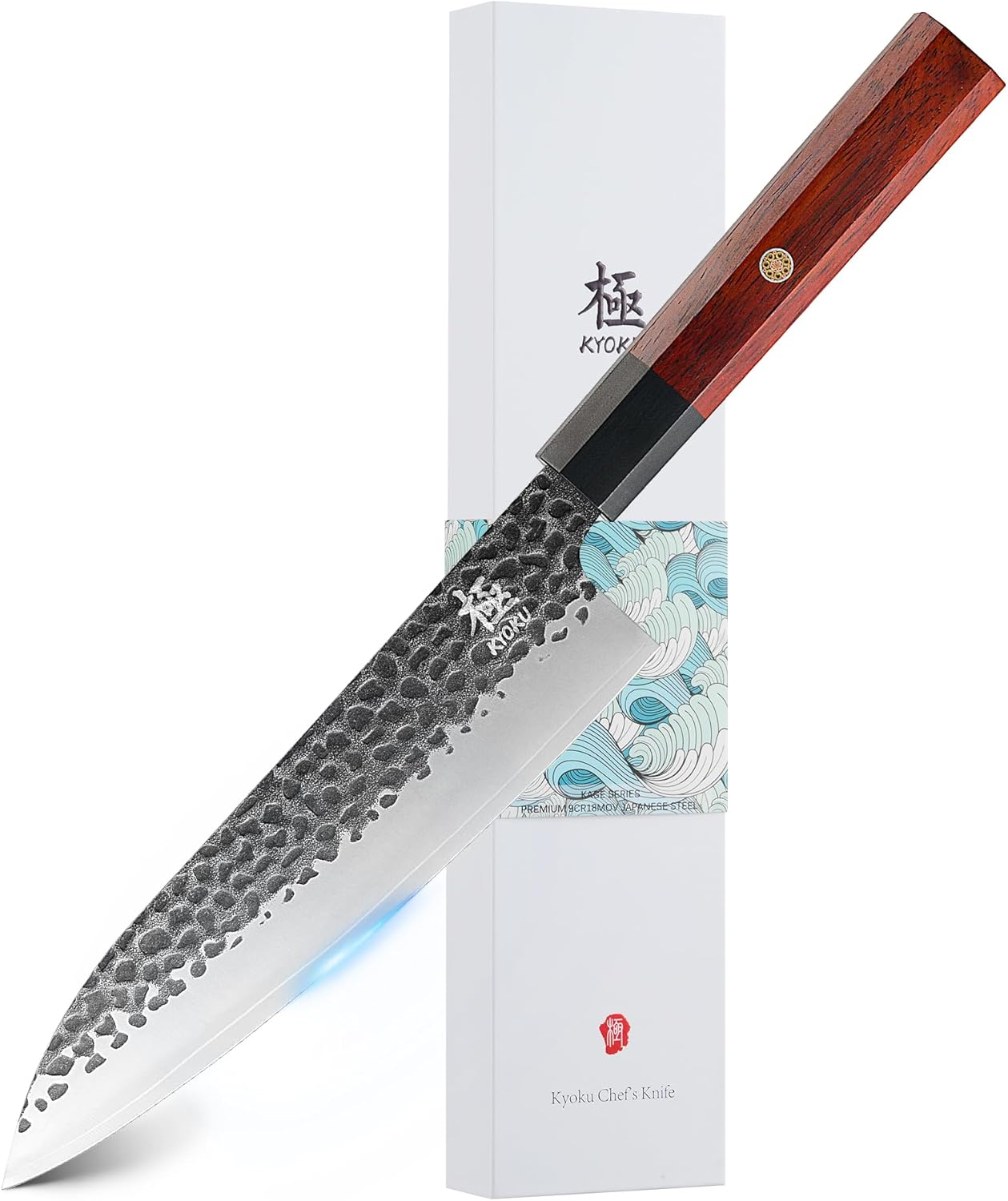 KYOKU 8" Chef Knife, Kage Series Japanese Chef's Knife with Rosewood Handle, Sha...