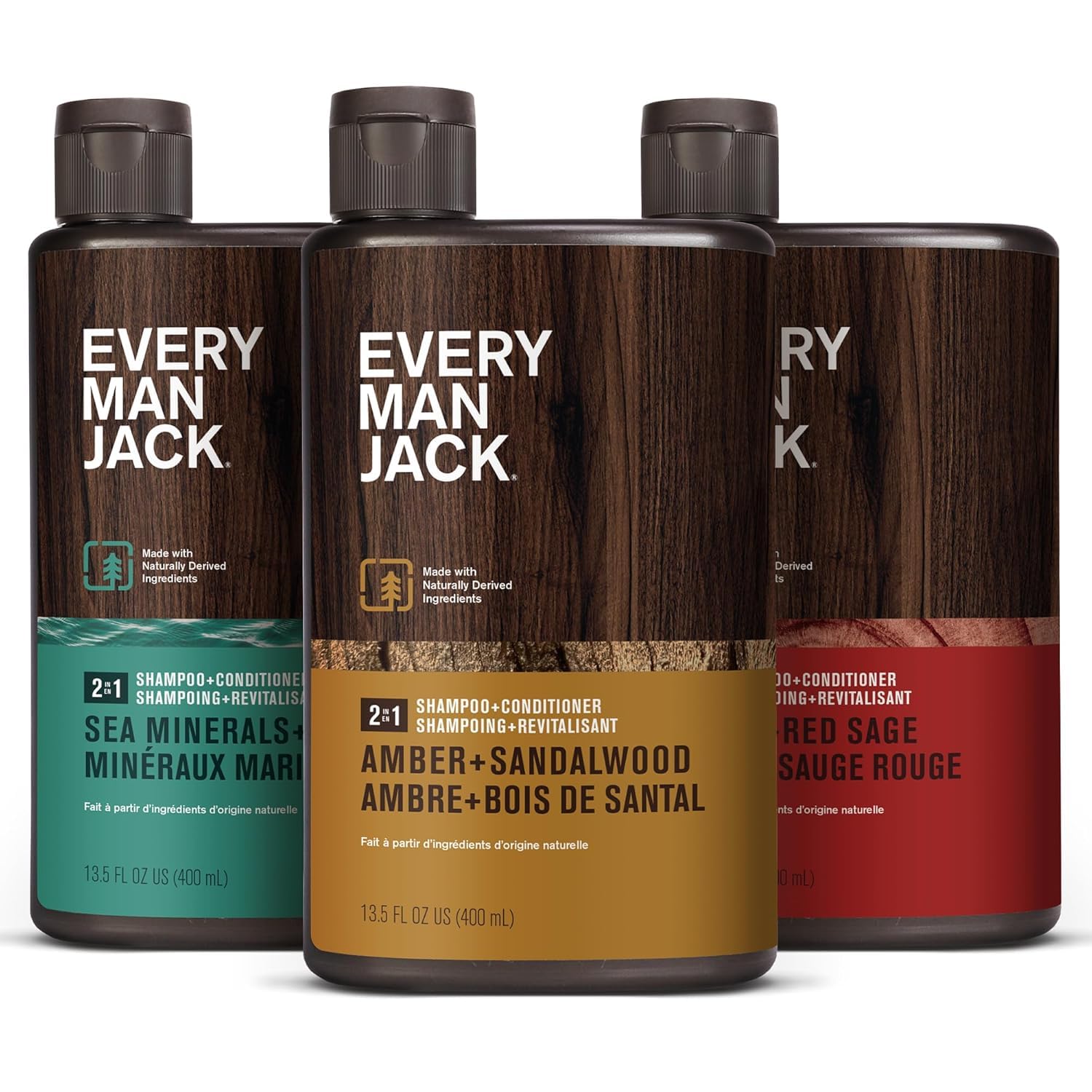 Every Man Jack Men's 2-in-1 Daily Shampoo + Conditioner Variety Pack - Includes...