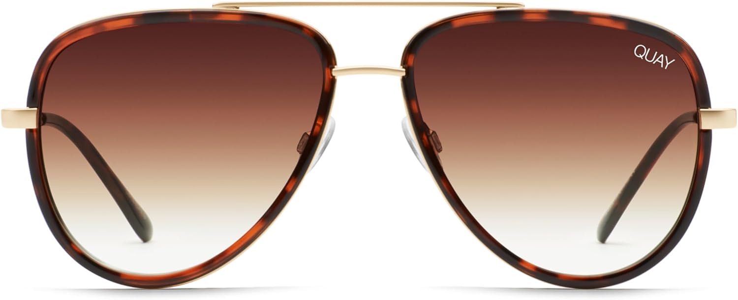 Quay - Sunglasses for Men & Women, Aviator Lenses with UV Protection (All In Med...
