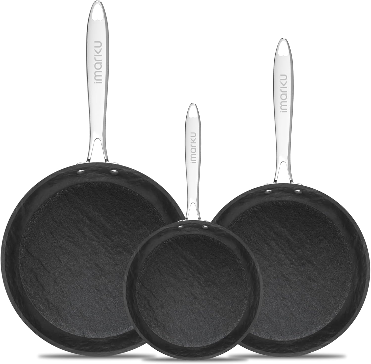 imarku Non Stick Frying Pans - 8&10&12 inch Nonstick Frying Pan Set with Cool St...
