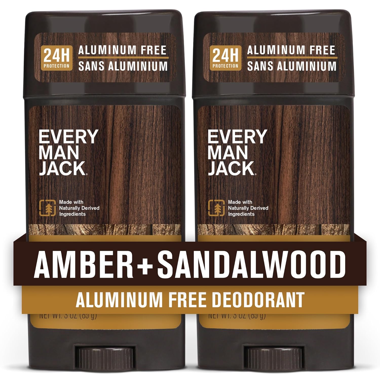 Every Man Jack Amber + Sandalwood Men’s Deodorant - Stay Fresh with Aluminum Fre...