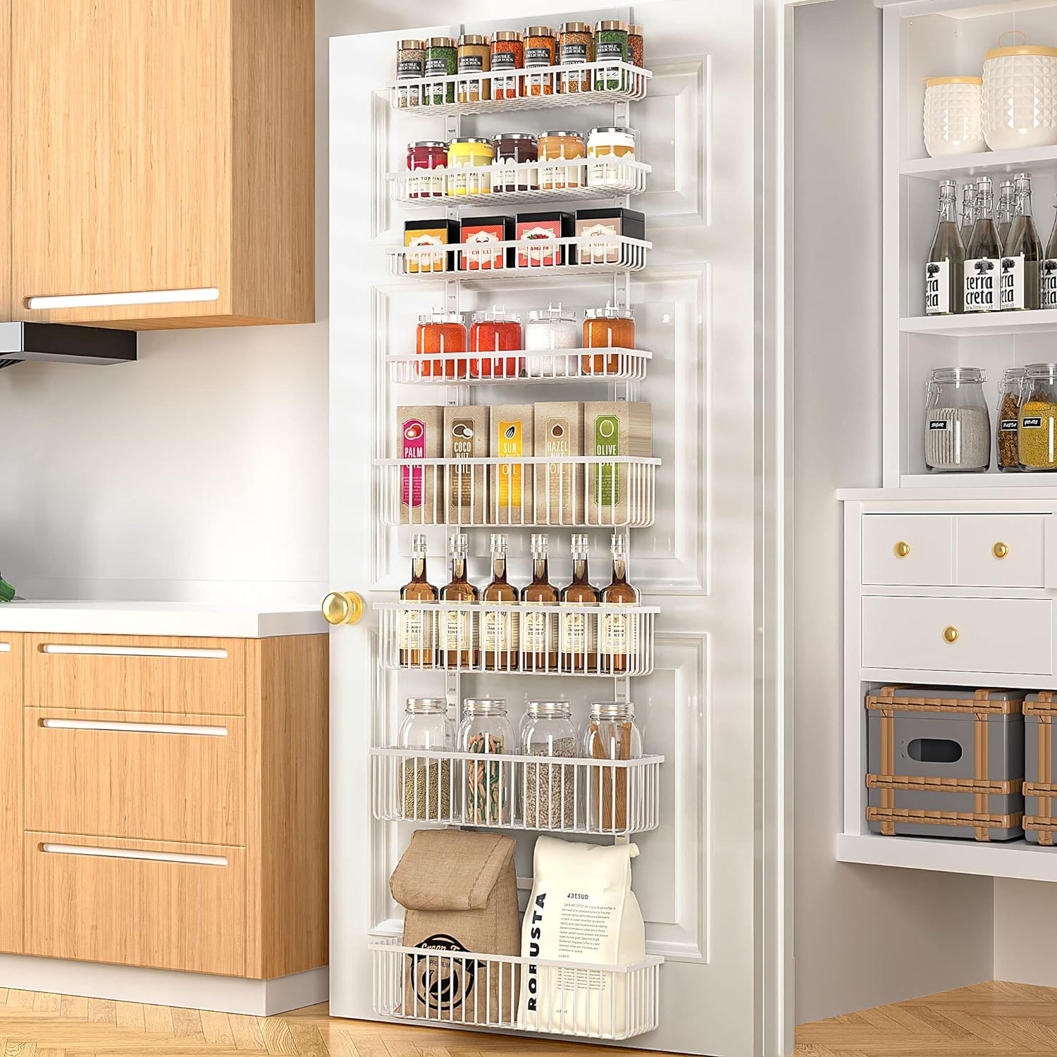 Moforoco White Over The Door Pantry Organizer, Pantry Organization and Storage,...