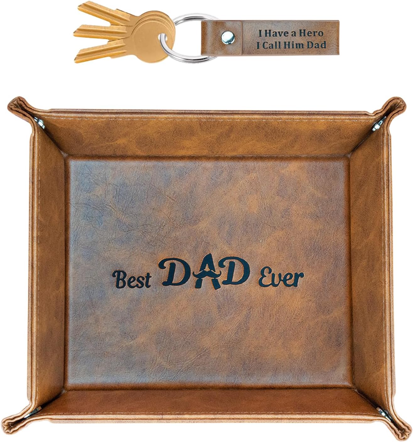 ONFAON Gifts for Dad Fathers Day from Daughter Son Kids, Best Dad Ever PU Leathe...