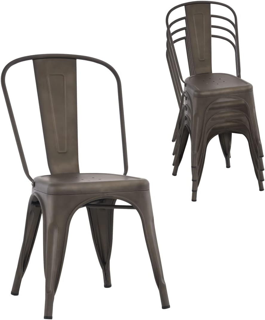 Nazhura Metal Dining Chair Farmhouse Tolix Style for Kitchen Dining Room Café Re...