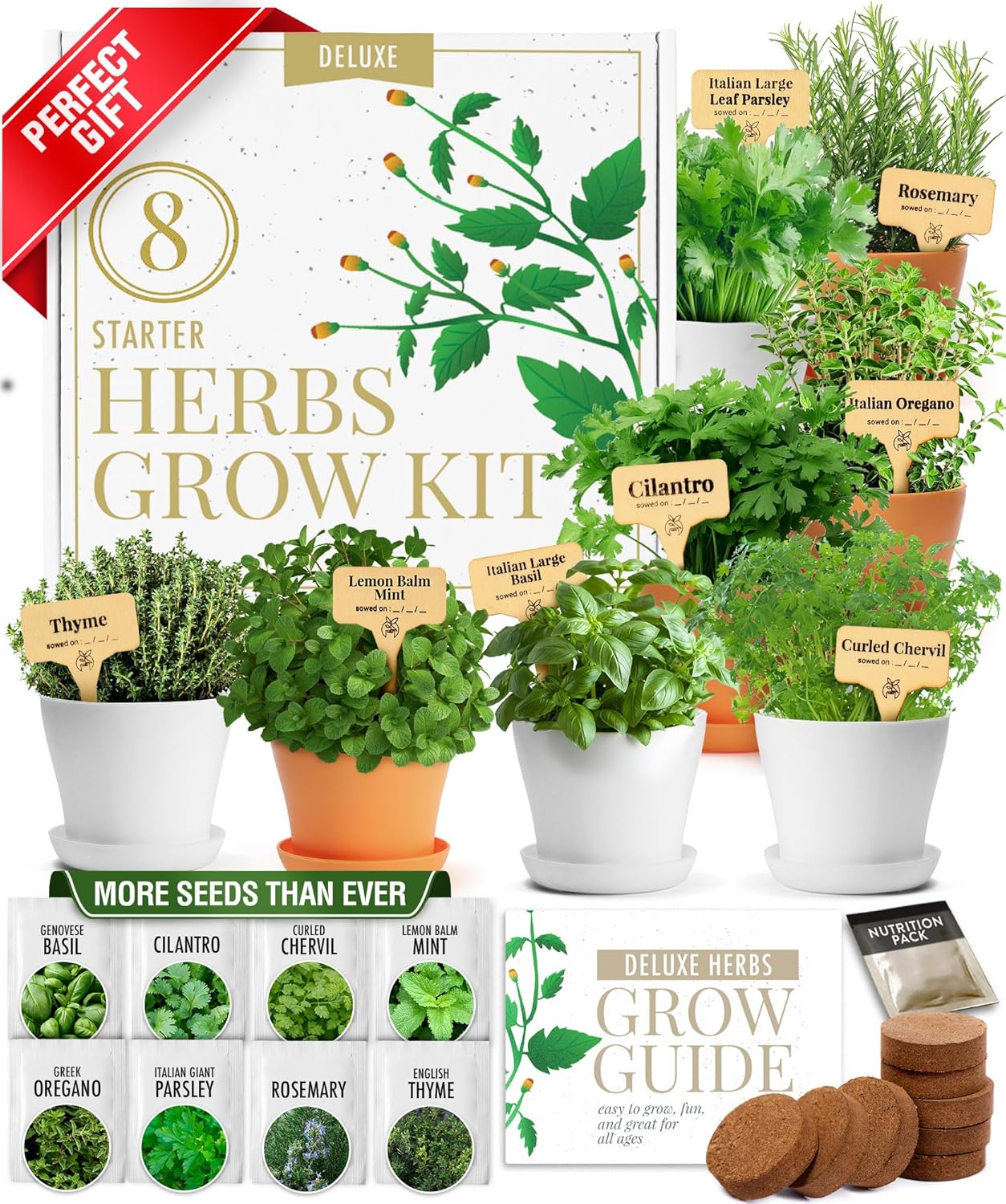HOME GROWN Deluxe 8 Herb Garden Kit – Best Gifts for Women, Unique Christmas Gar...