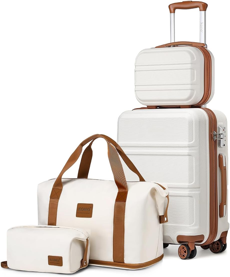Kono Luggage Set 4 Piece Carry On Hardside Luggage with TSA Lock Spinner Wheels...