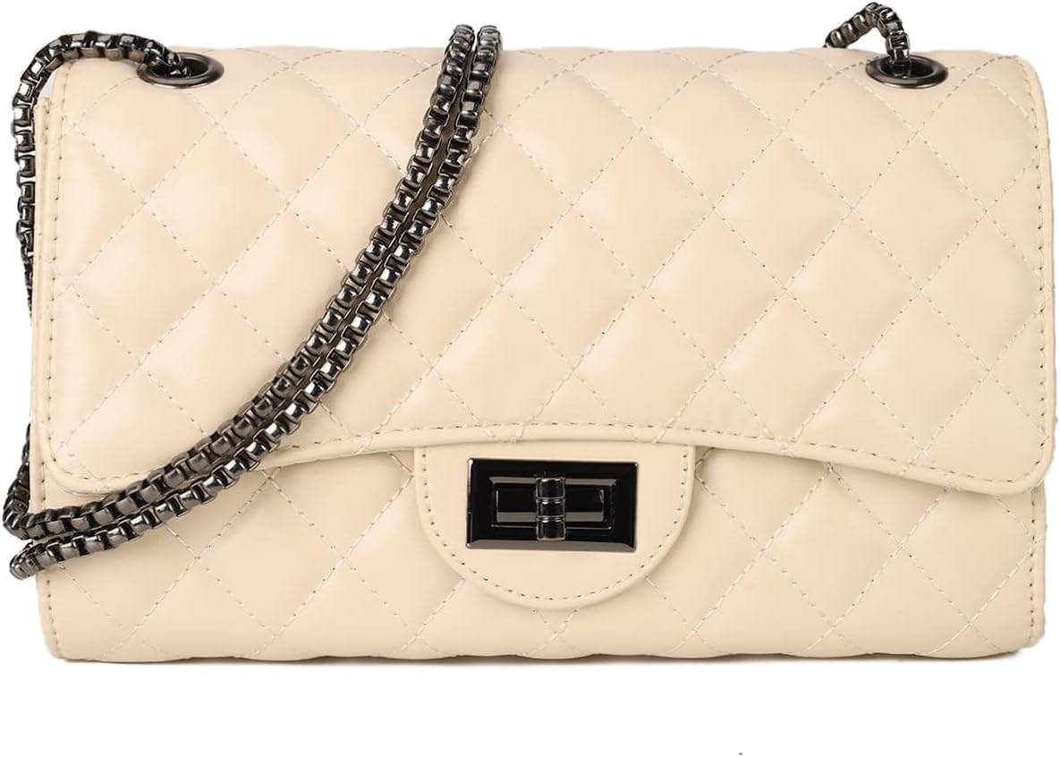 Gladdon Quilted Crossbody Bags for Women Leather Ladies Shoulder Purses with Cha...