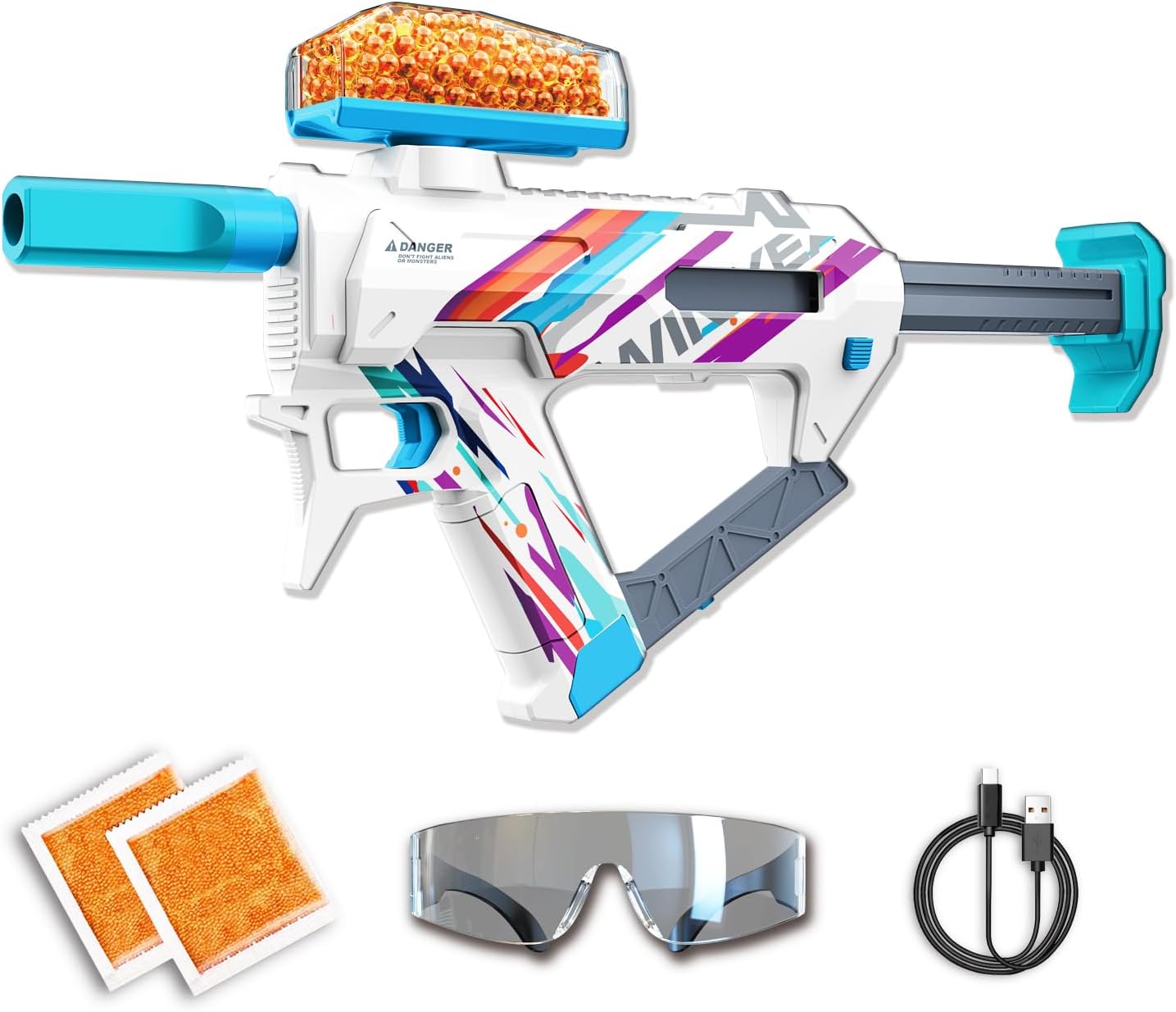 Gel Ball Blaster, New Function Adjustable Shooting Power Ball Launcher, 10000 Ro...