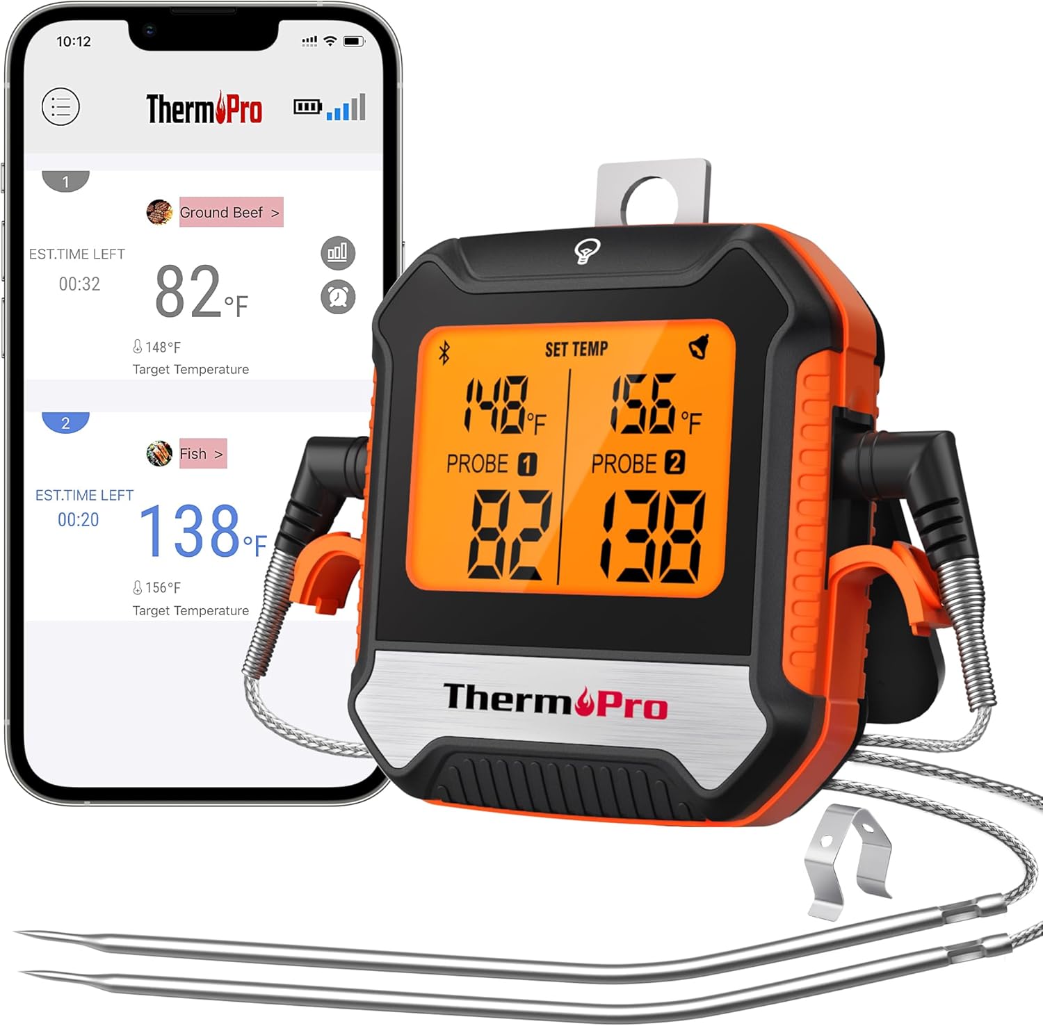 ThermoPro TP904 450 ft Wireless Meat Thermometer with 2 Probes, Meat Thermometer...
