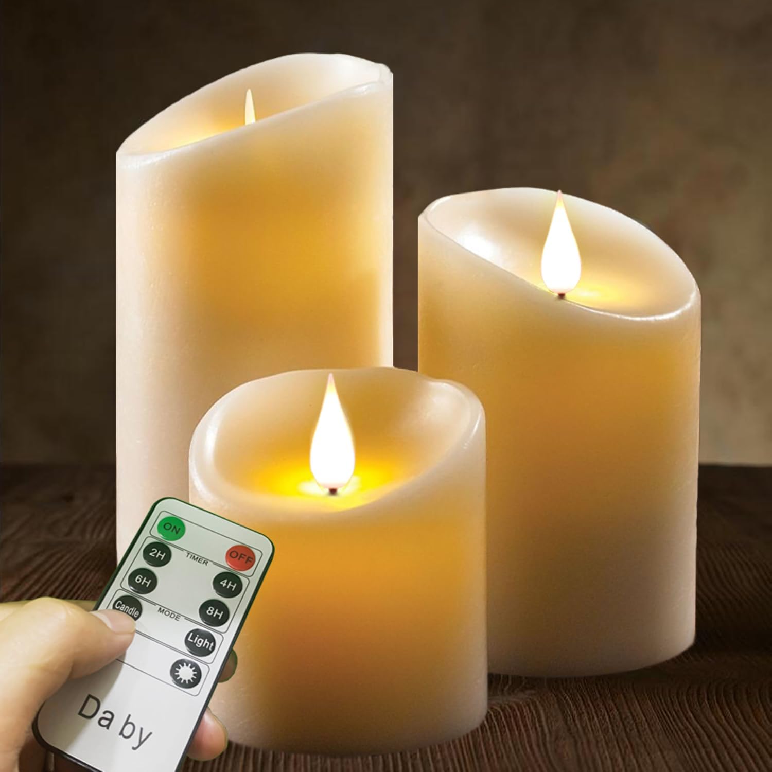 Da by Flameless Candles 10cm,12.5cm,15cm Set of 3...