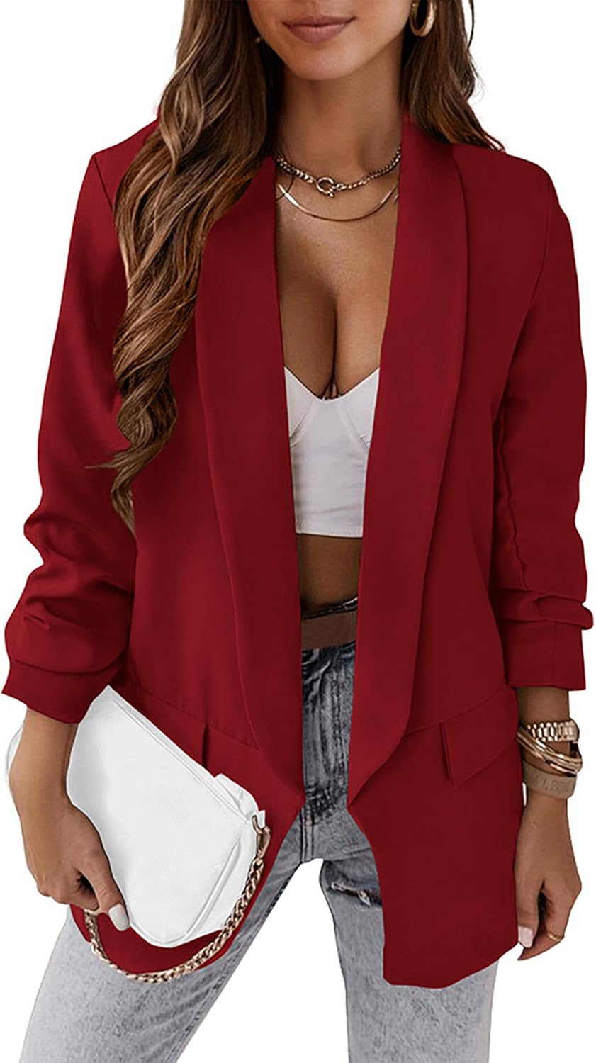 KIRUNDO Womens Fall Fashion 2024 Casual Blazers Long Sleeve Open Front Work Suit...