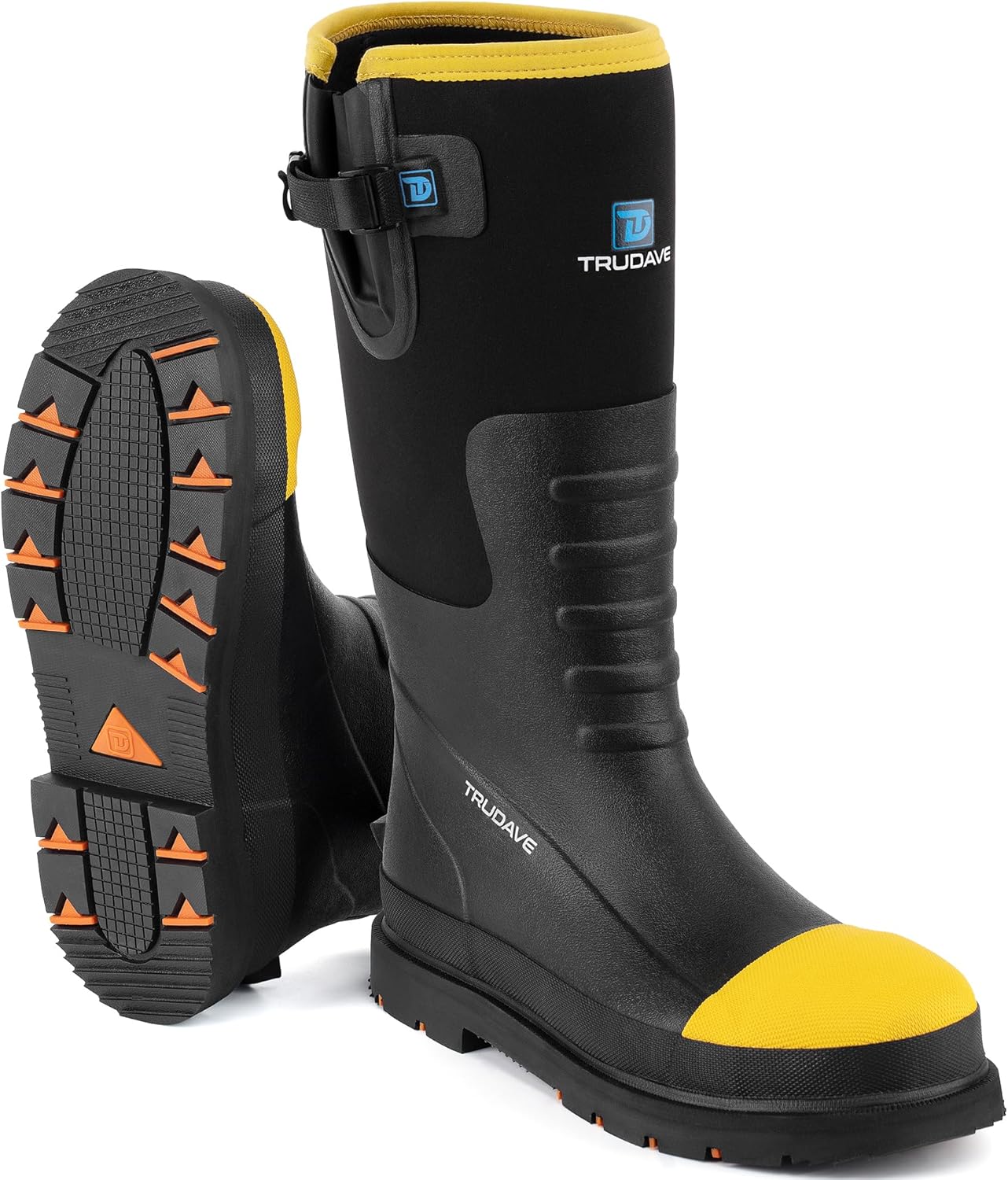 Steel Toe Rubber Boots for Men, Waterproof Anti Slip Mud Boots, 6mm Neoprene War...