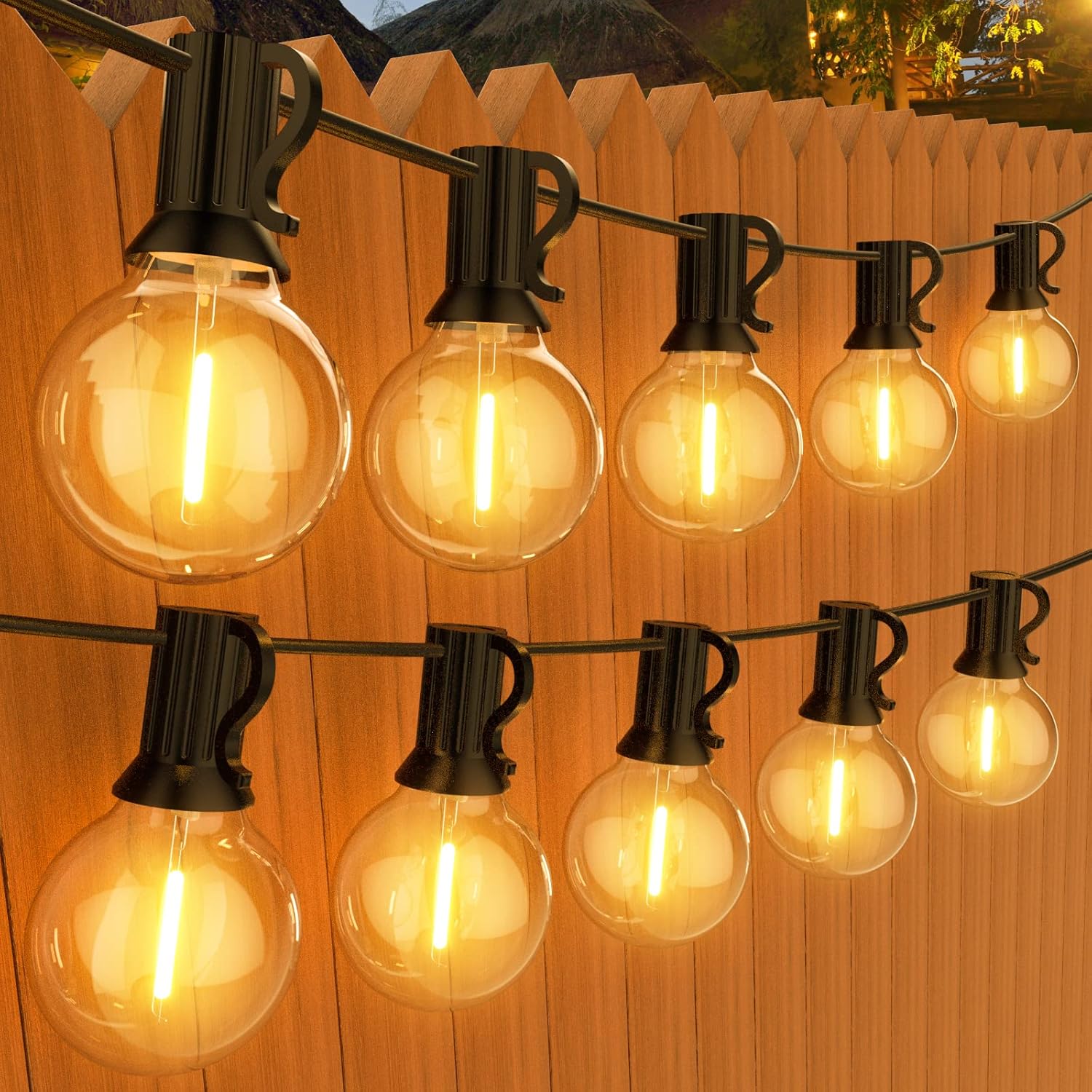 GPATIO 150FT Garden Lights Mains Powered, 75+2 Pcs Warm White Plastic Light Bulb...