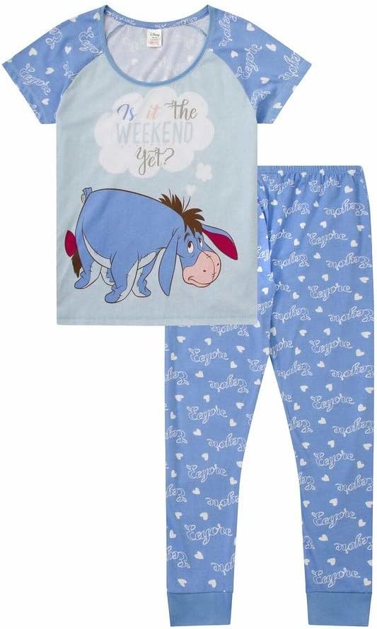 Disney Eeyore Is it The Weekend Yet Ladies Long Pyjamas 10-12 Blue