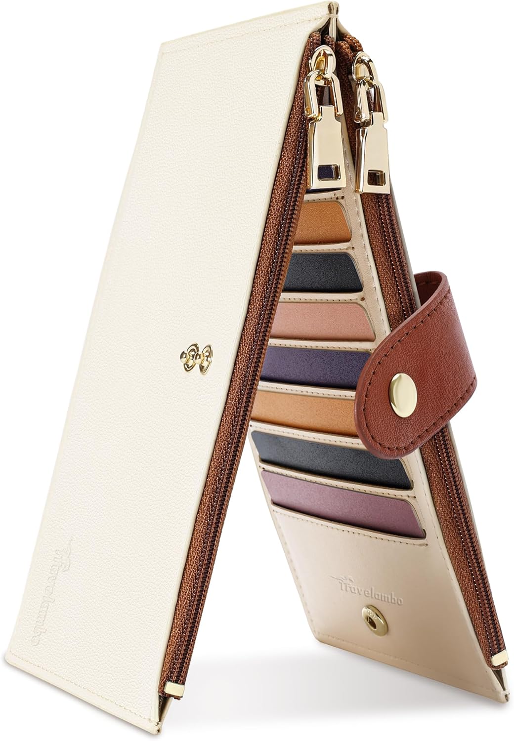 Travelambo RFID Wallet Women Large Size Bifold Multi Card Wallet Case with Zippe...