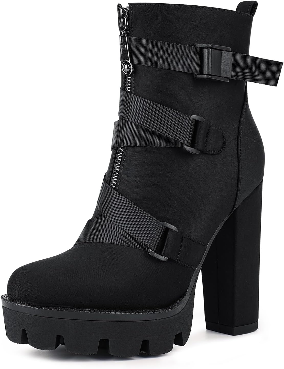 wetkiss Platform Boots for Women, Heeled Combat Boots Chunky Heel Booties Round...