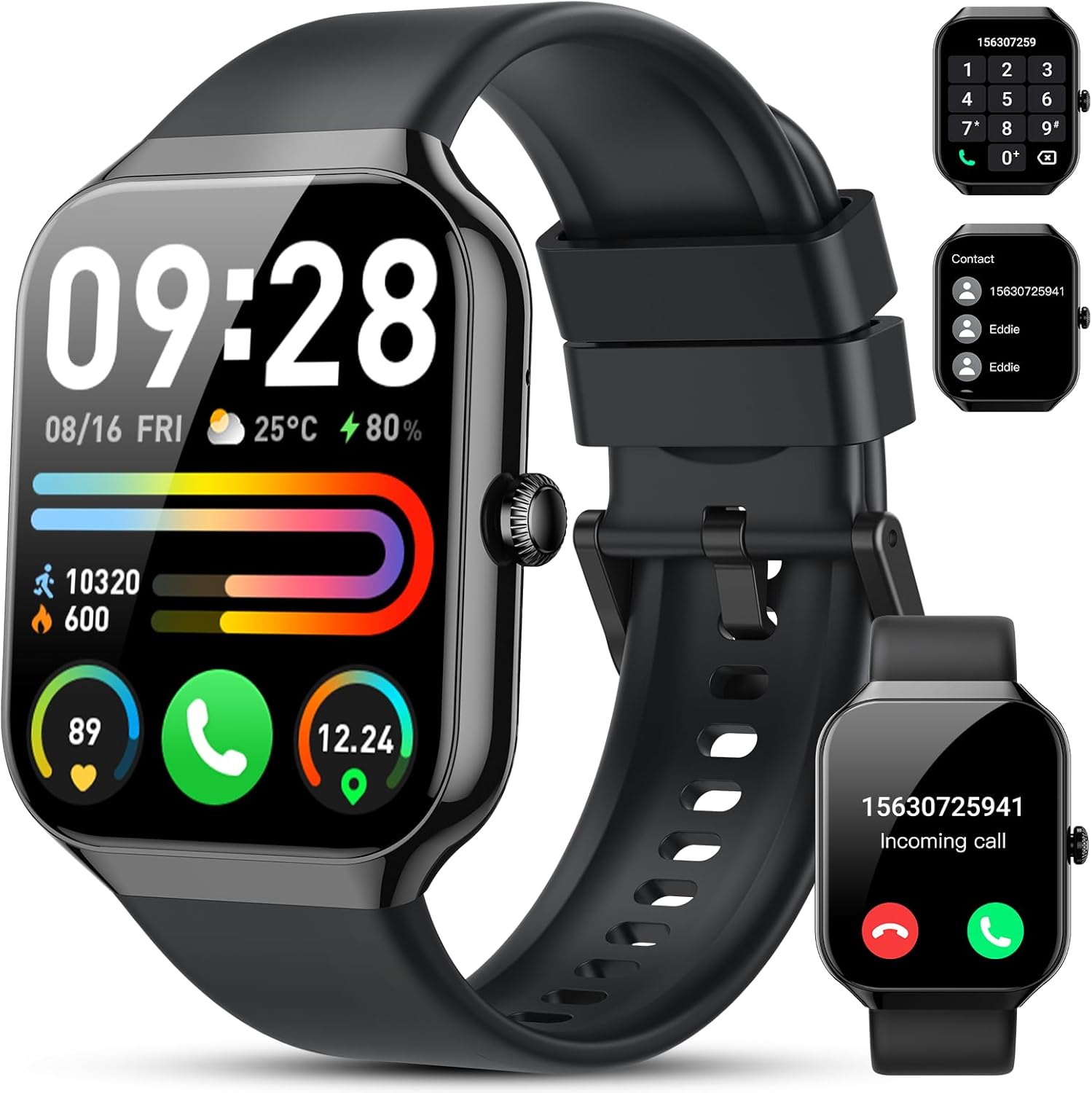 Smart Watch(Answer/Make Call), 1.96" HD Smartwatch for Men Women, 2024 Fitness A...