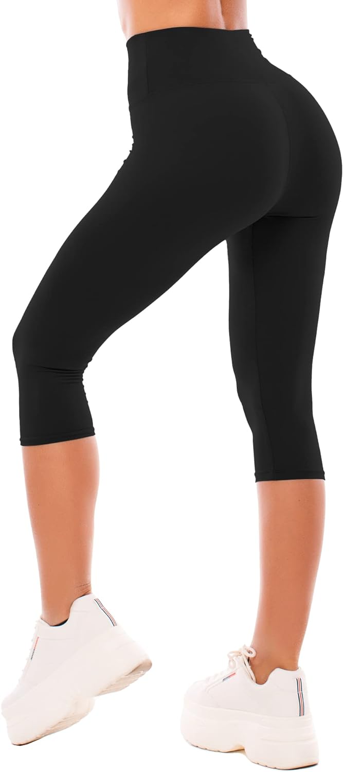 SINOPHANT High Waisted Capri 3/4 Length Leggings for Women, Buttery Soft Elastic...