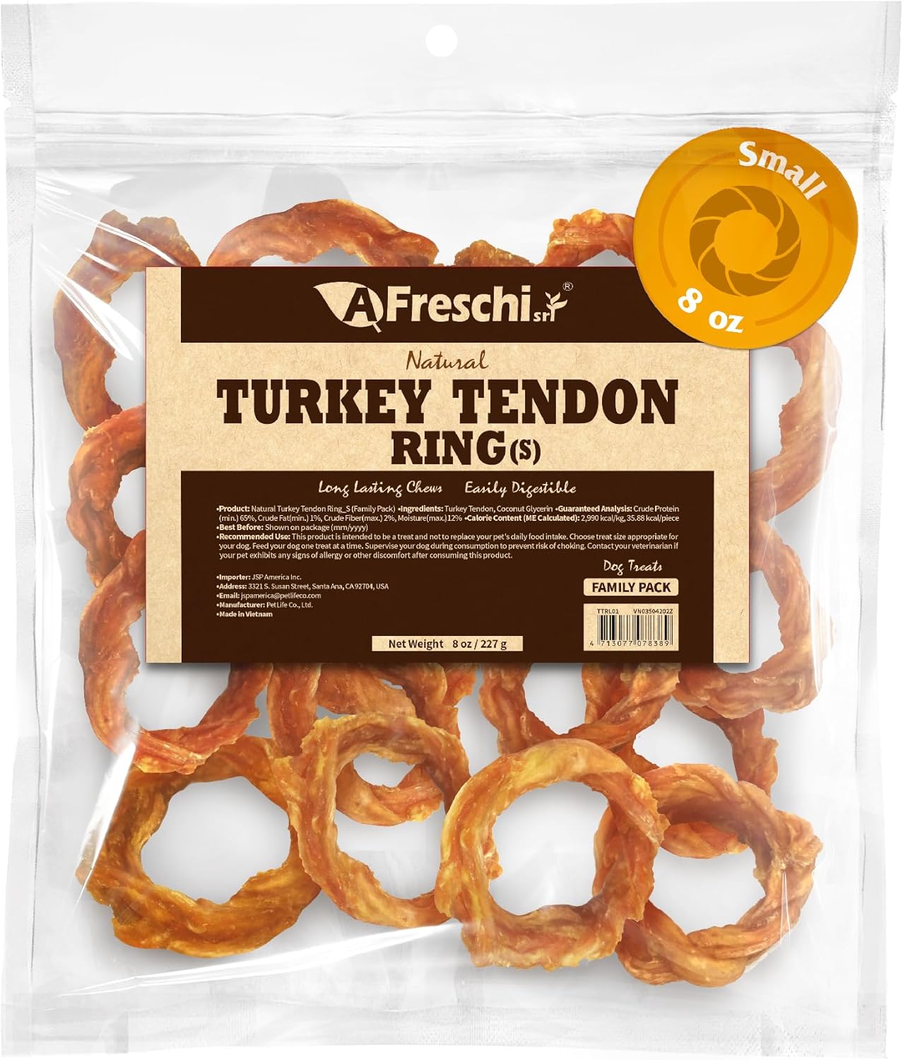 Afreschi Turkey Tendon for Dogs, Dog Treats for Signature Series, All Natural Hu...