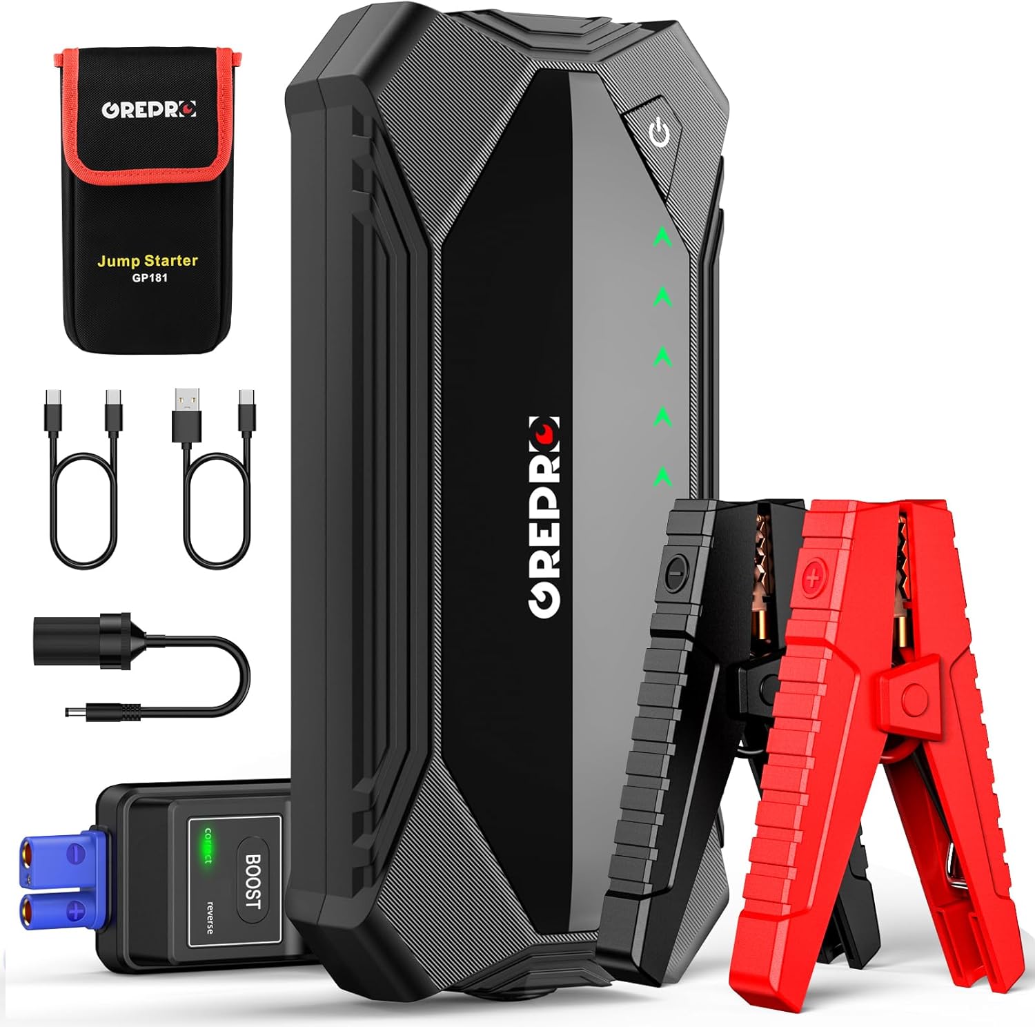GREPRO Car Jump Starter, 3000A Car Battery Jump Starter Battery Pack (10L Gas &...