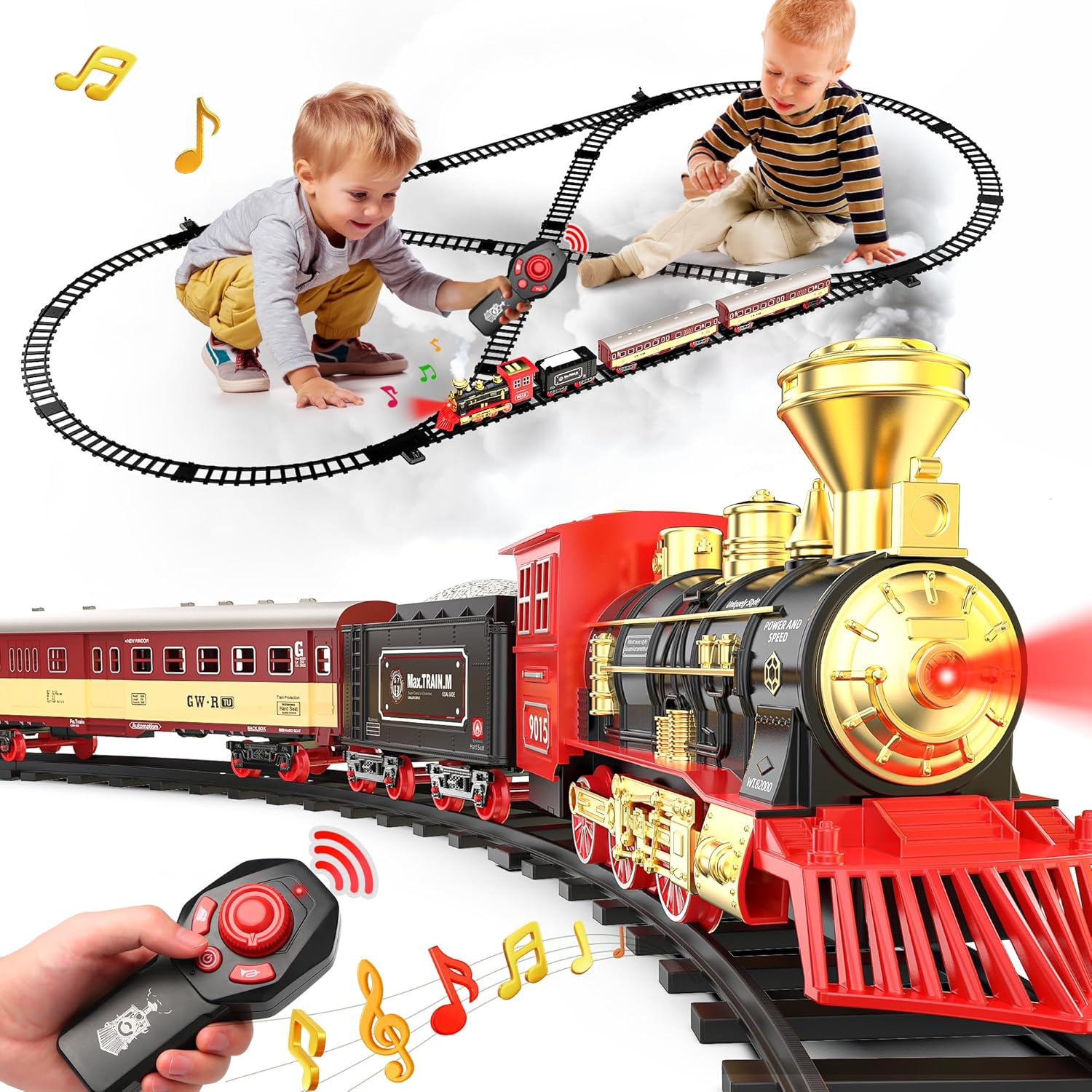 Hot Bee Christmas Train Set for Under the Tree, Electric Xmas Tree Train Set wit...