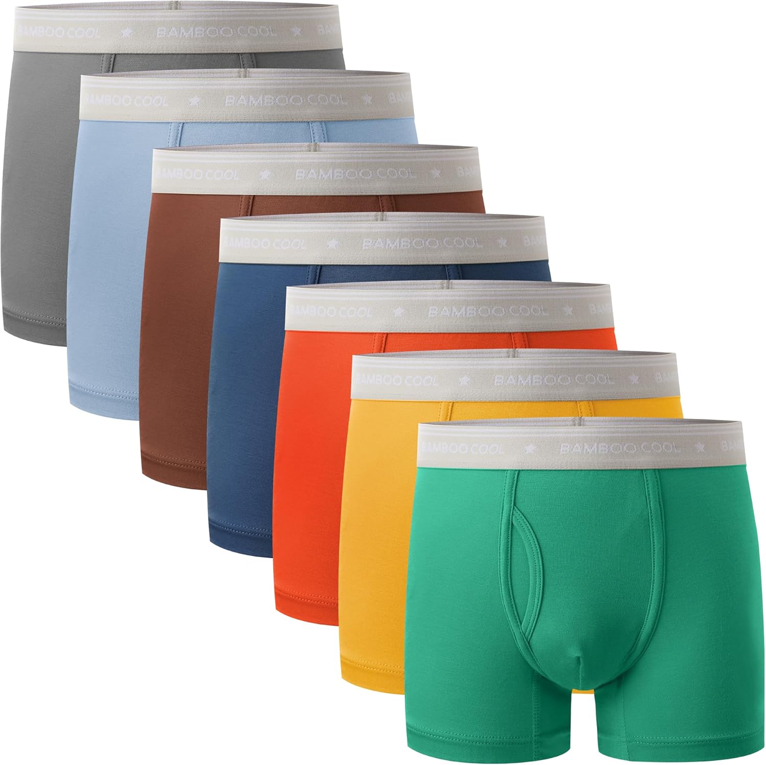 BAMBOO COOL Boys’ Boxer Briefs Underewar with Fly for Boy Soft and Breathable Mu...