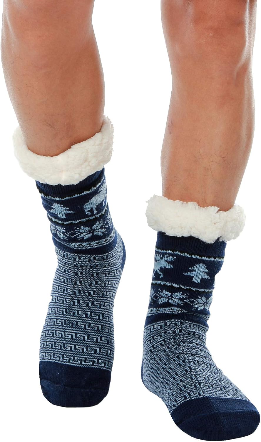 WYTartist Mens Slipper Socks with Grips Super Soft Warm Cozy Fuzzy Fleece-lined...