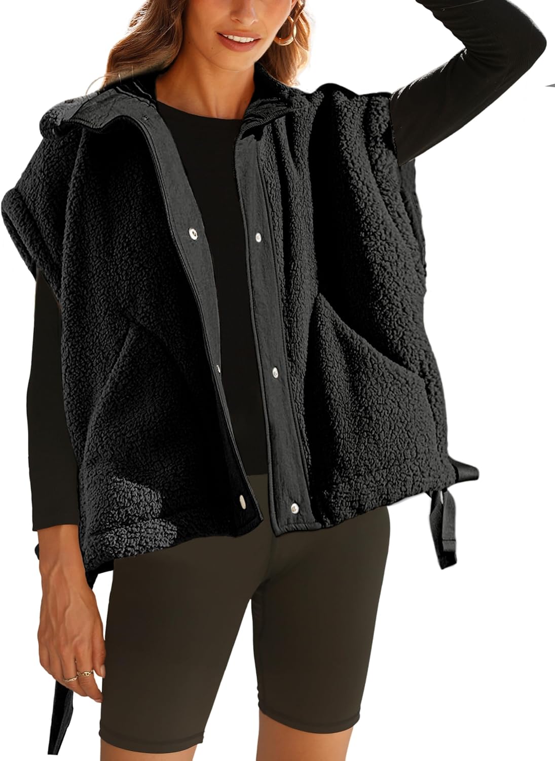 Athlisan Womens Fleece Vest Casual Sleeveless Button Down Sherpa Jacket Outerwea...