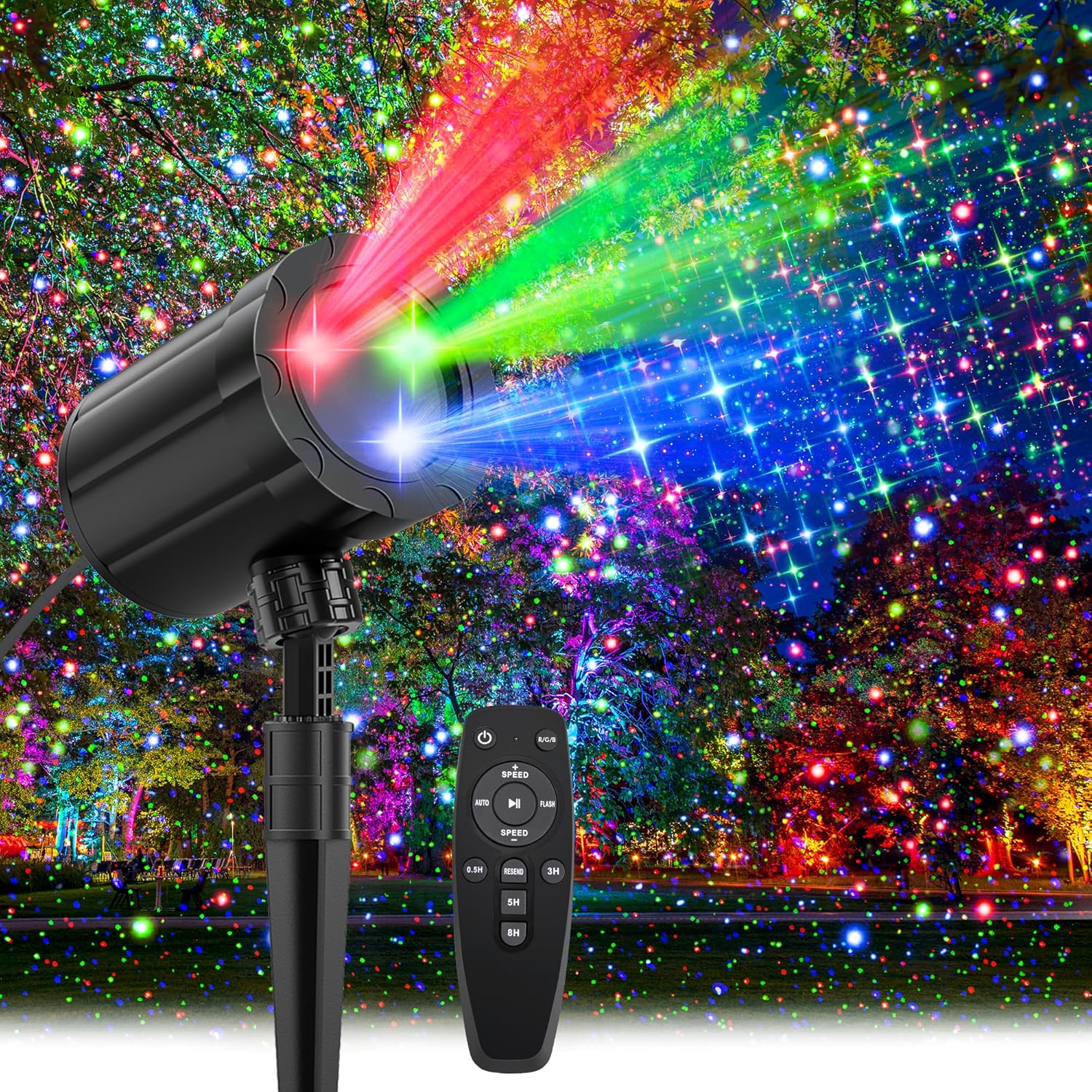 Christmas Projector Lights Outdoor, RGB 3 Colors Christmas Light Projector Outdo...
