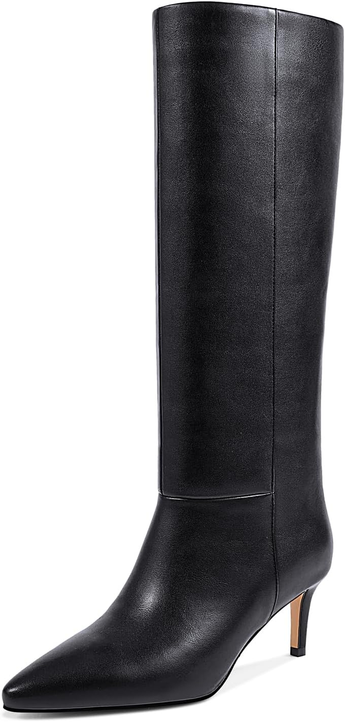 wetkiss Knee High Boots for Women, with Kitten Heel and Pointed Toe Design, Clas...