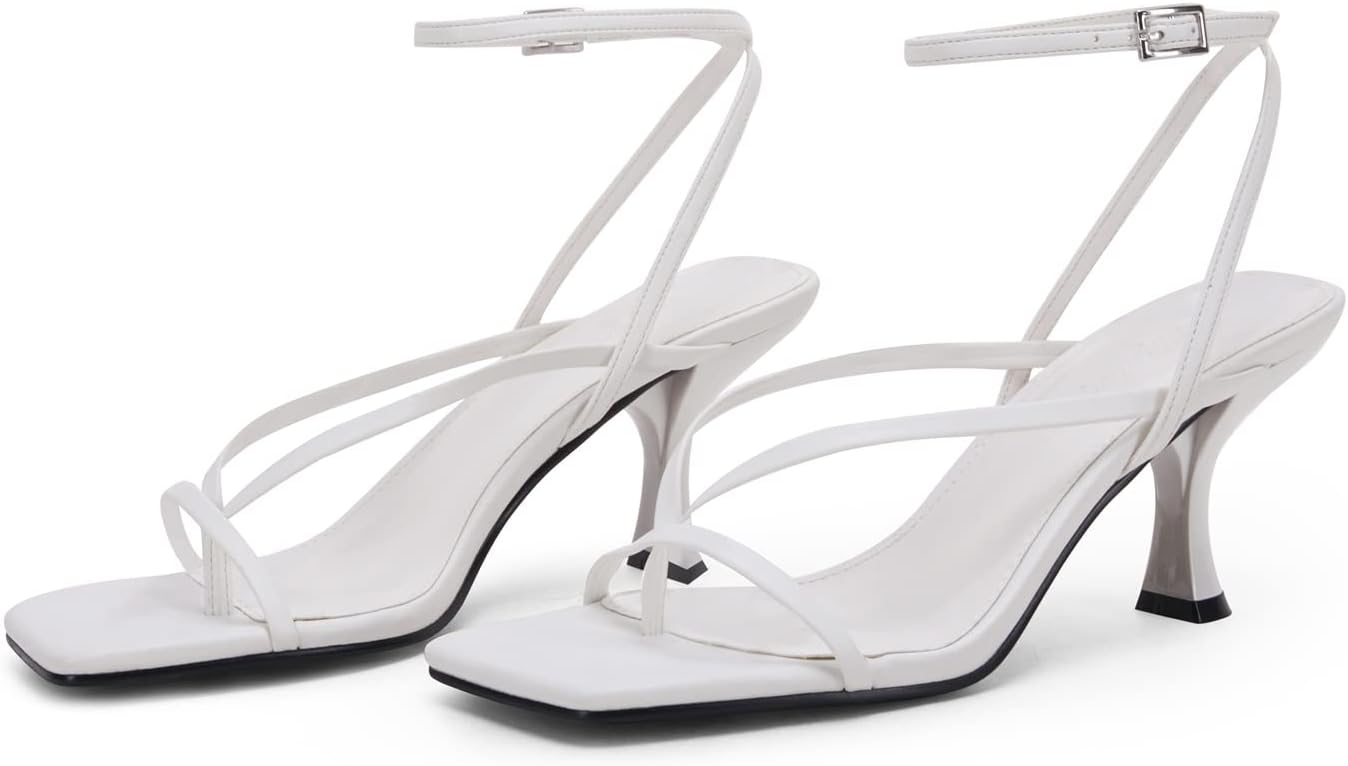 PiePieBuy Women's Lace Up Heeled Sandals Square Flip Flop High Heels Strappy Par...