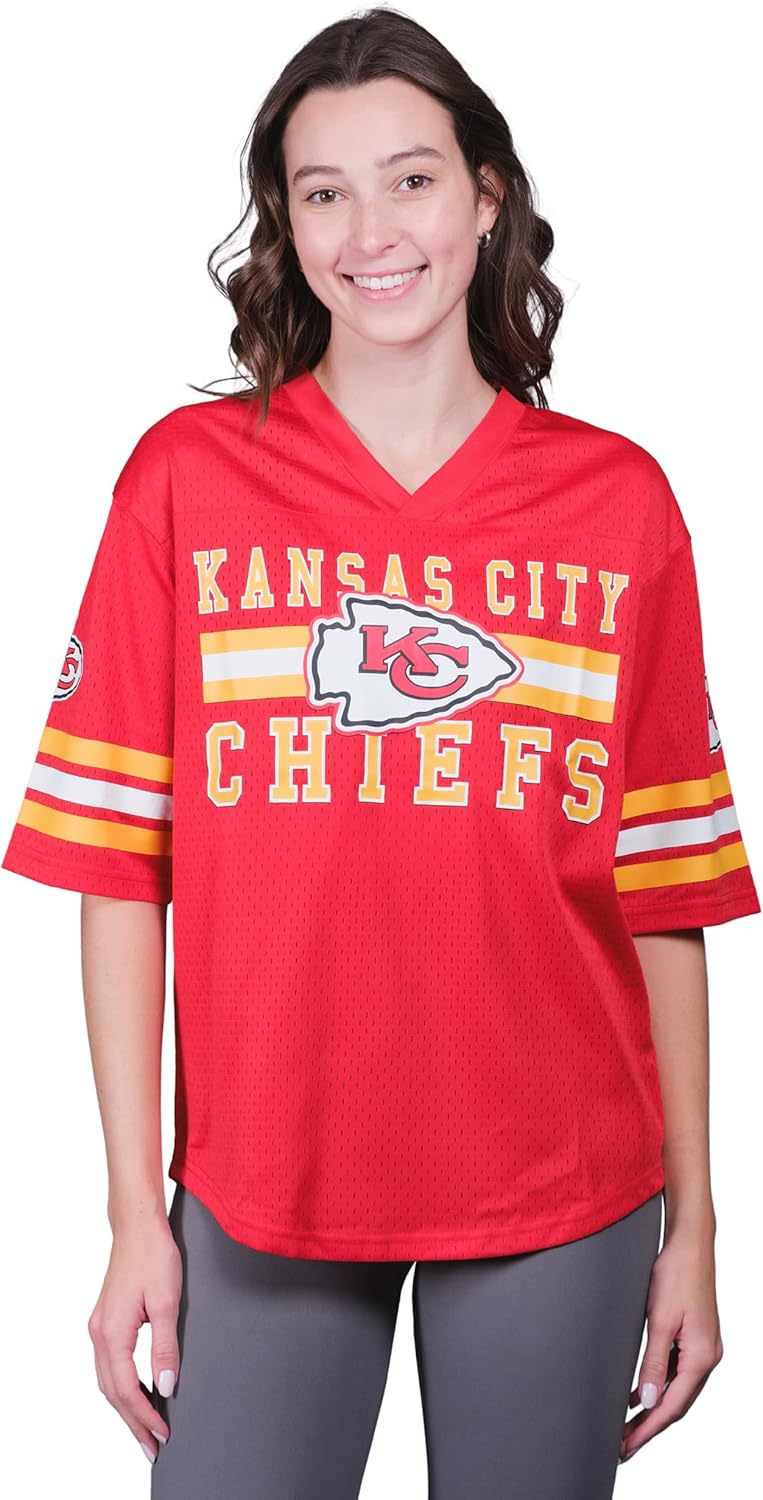 Ultra Game Women's NFL Official Soft Mesh Vintage Gameday Shirt Kansas City Chie...