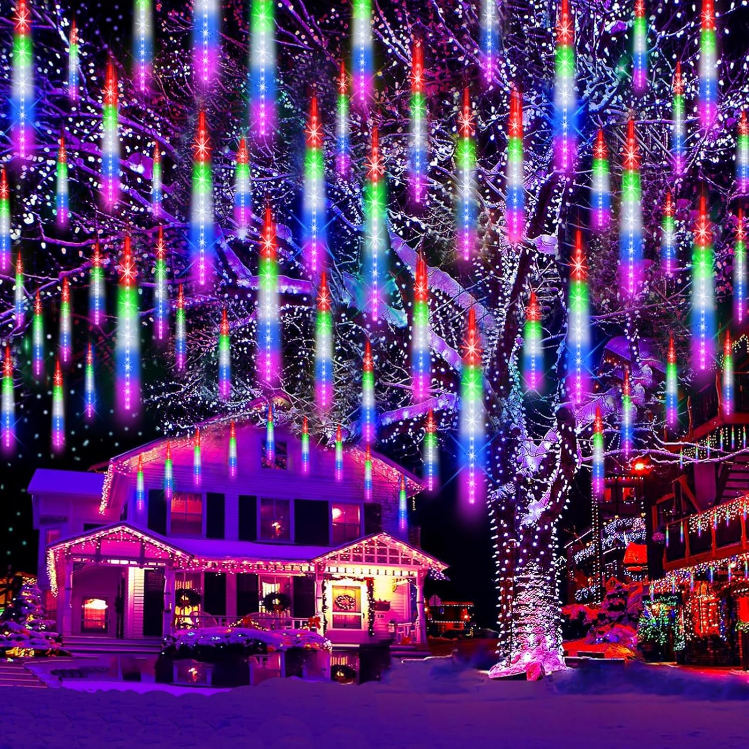 Christmas Lights Outdoor, Meteor Shower Lights 20 Inch 20 Tube Falling Rain Ligh...