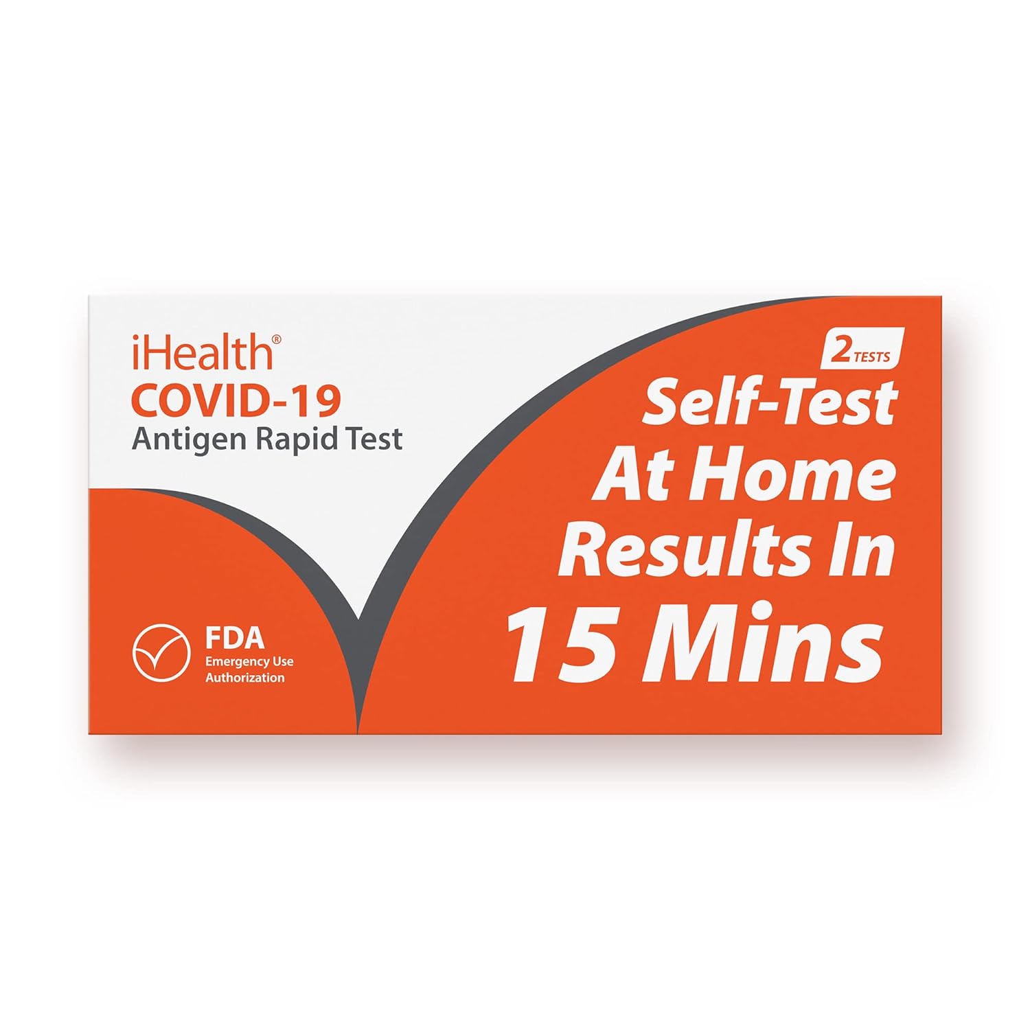 iHealth COVID-19 Antigen Rapid Test, 1 Pack, 2 Tests Total, FDA EUA Authorized O...
