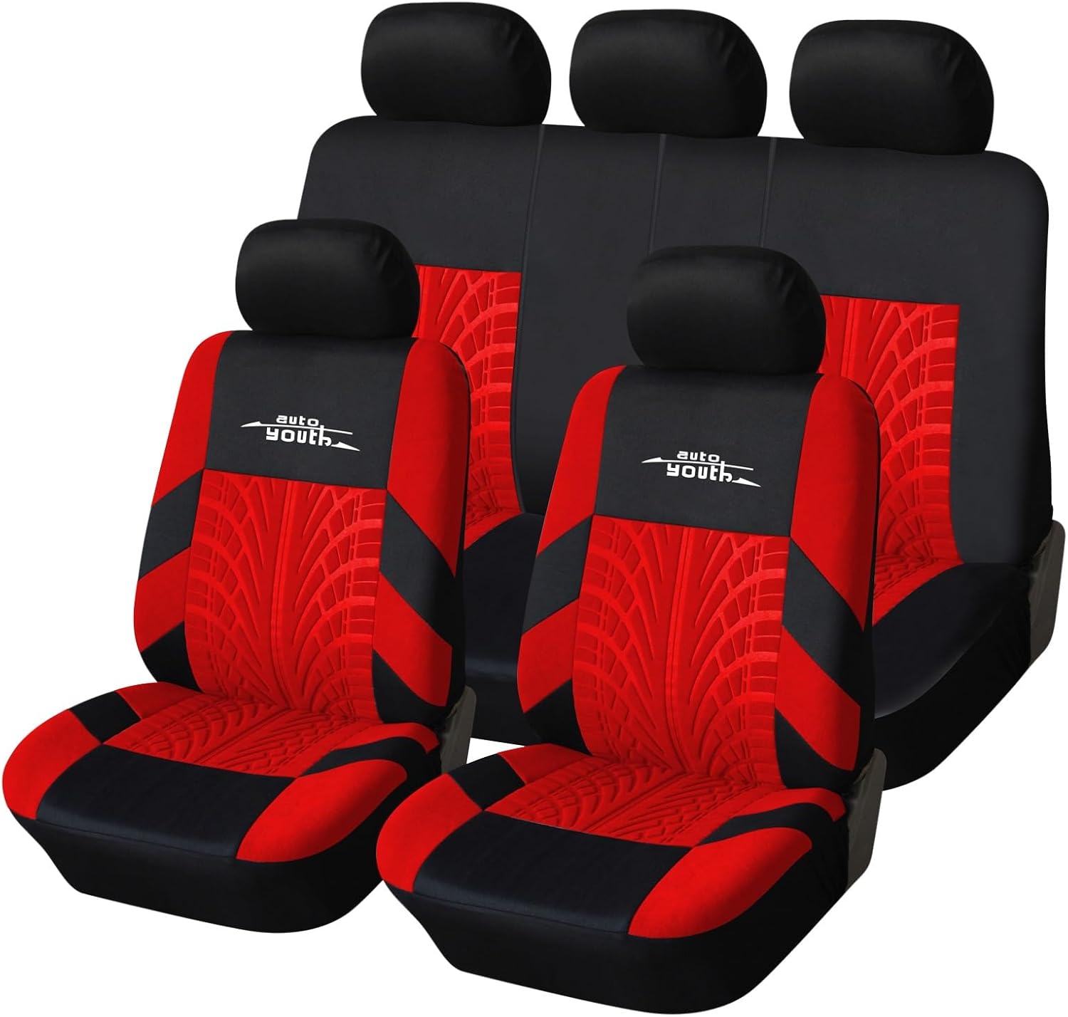 AUTOYOUTH Car Seat Covers Universal Fit Full Set Car Seat Protectors Tire Tracks...
