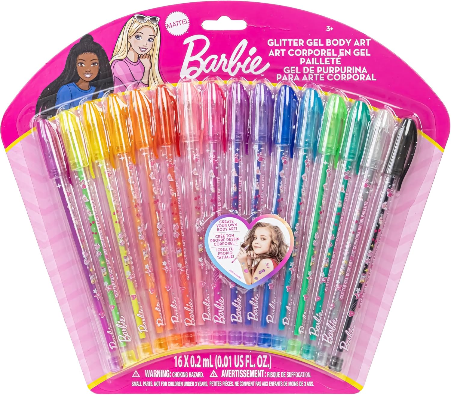 Townley Girl Barbie 16 Piece Glitter Pen Body Art Set, Glittery and Bright Color...
